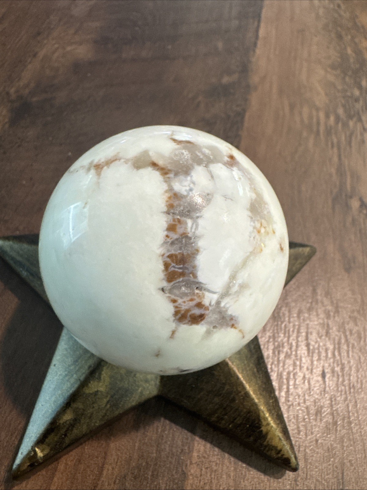 Polished White Agate Crystal Sphere 293 Grams 59 mm