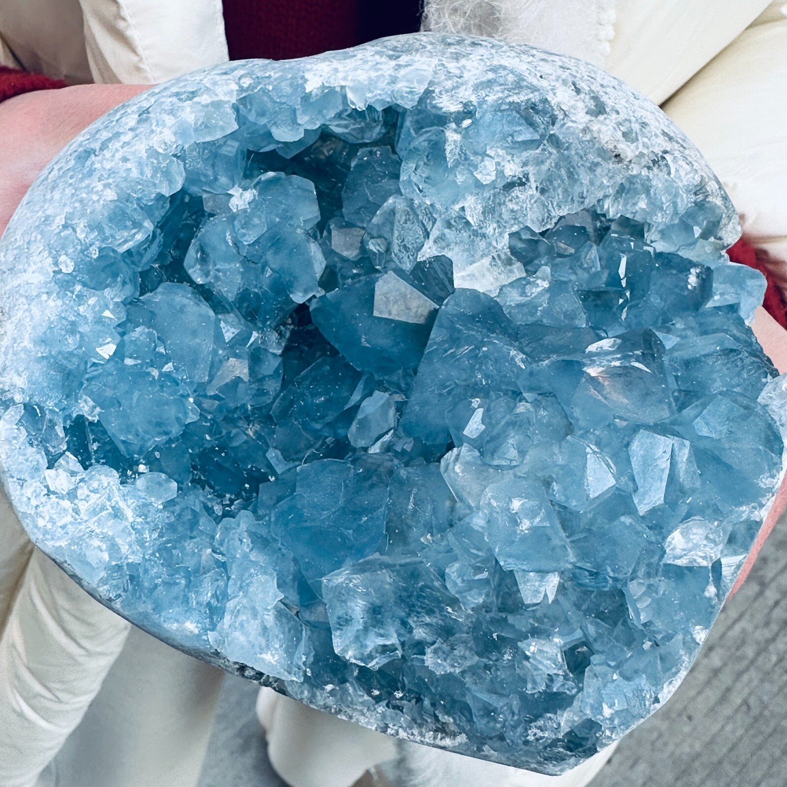 4LB natural blue celestite geode quartz crystal mineral specimen healing