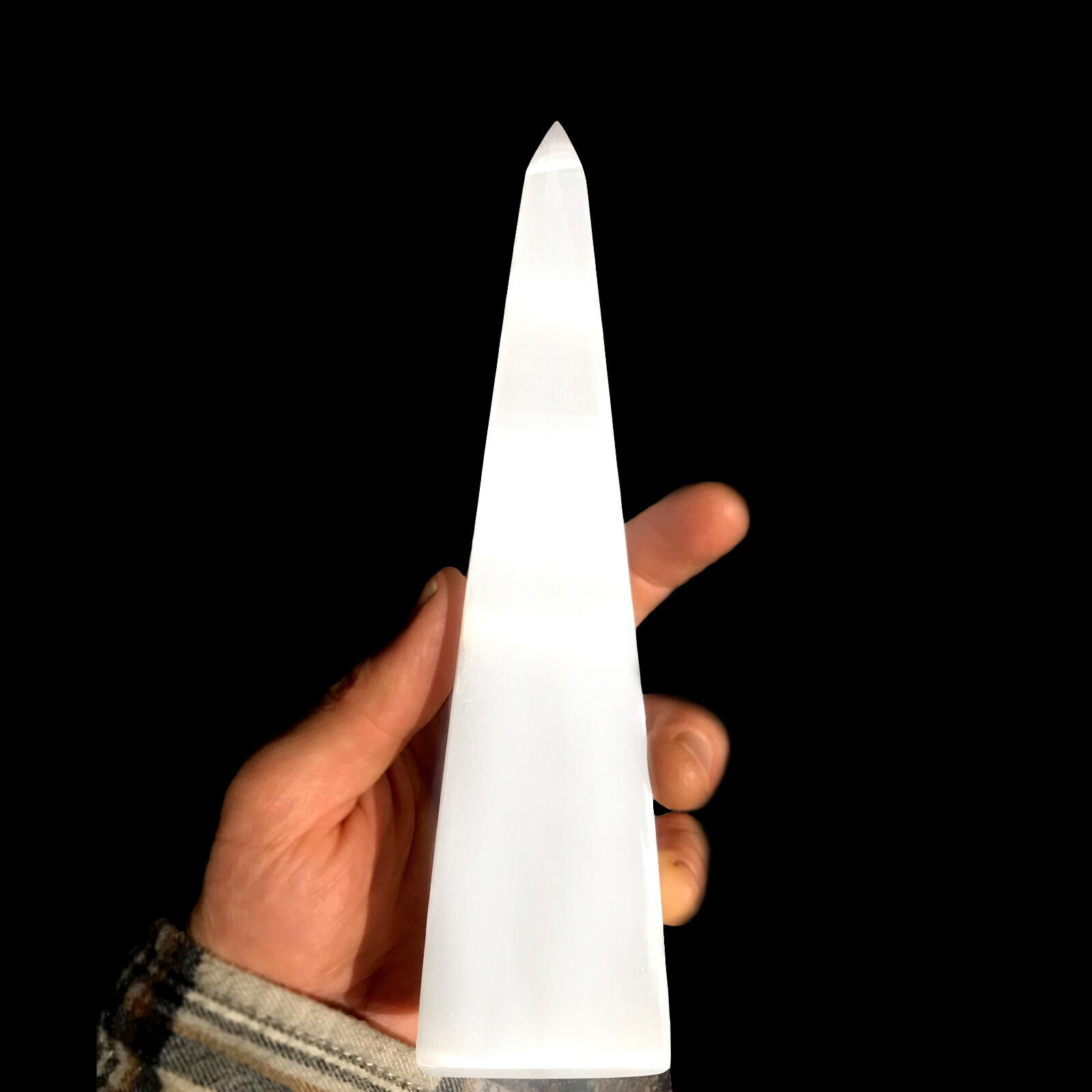 Large SELENITE TOWER 8″ inch Crystal Obelisk Morocco Natural Carved Heal Energy