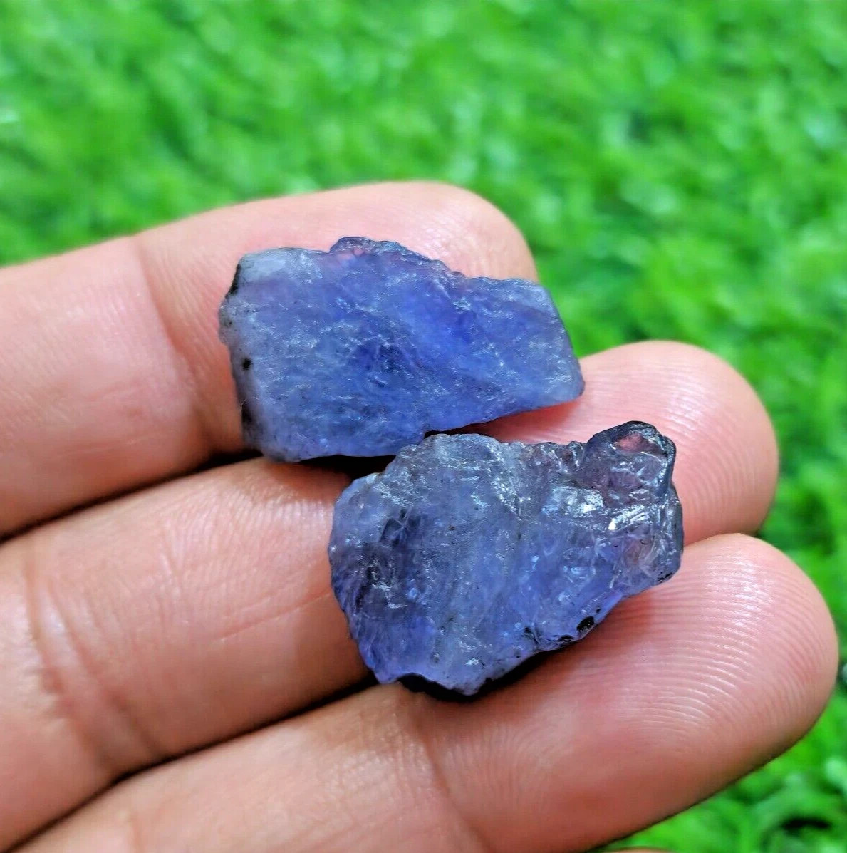 Beautiful A+ Earth Mined Blue Tanzanite Raw 2 Piece Size 24-25 MM Loose Gemstone