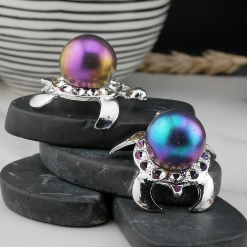 Silver Plated Alloy Turtle Sphere Stand Crystal Display Holder Spiritual Decor