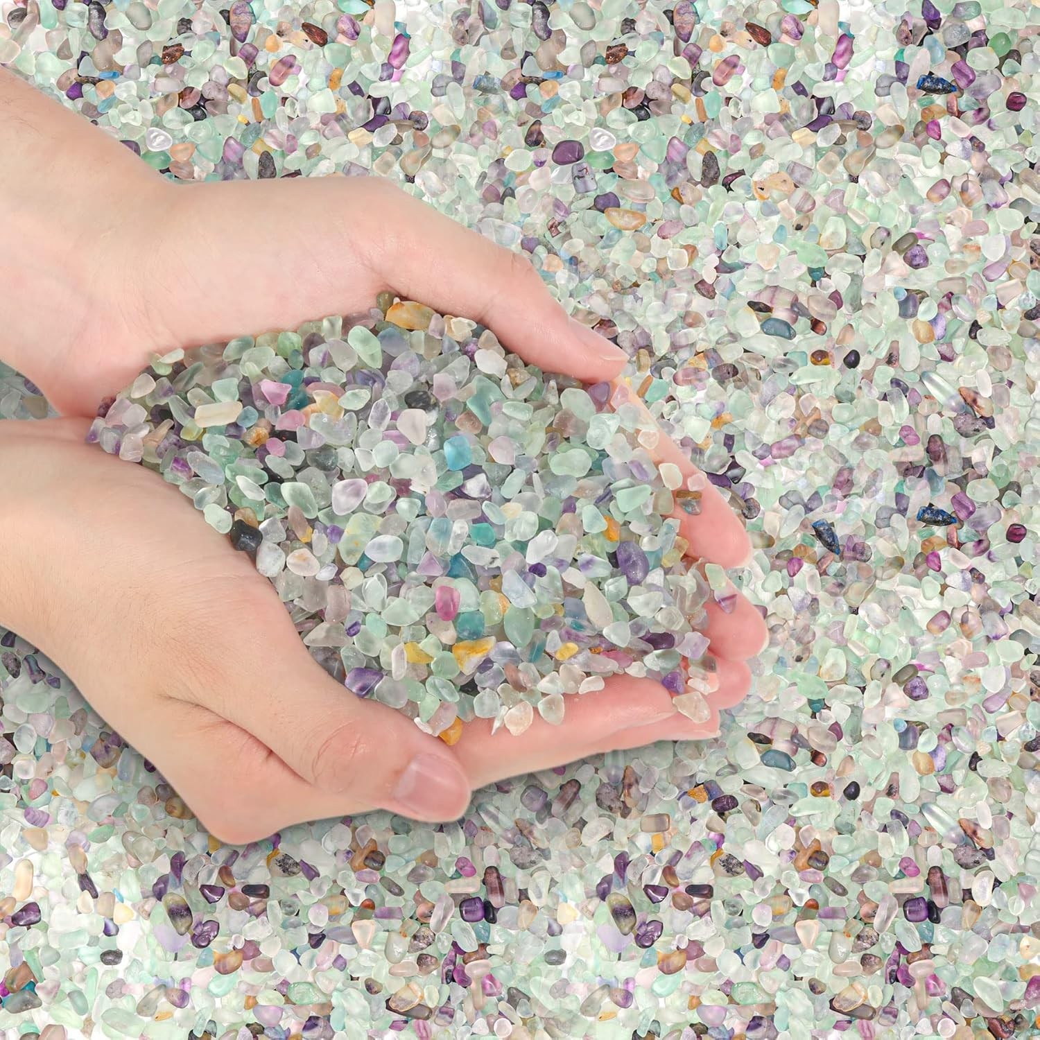 Irregular Fluorite Crystal Chips – 1LB Mini Polished Stones for Crafts & Plants
