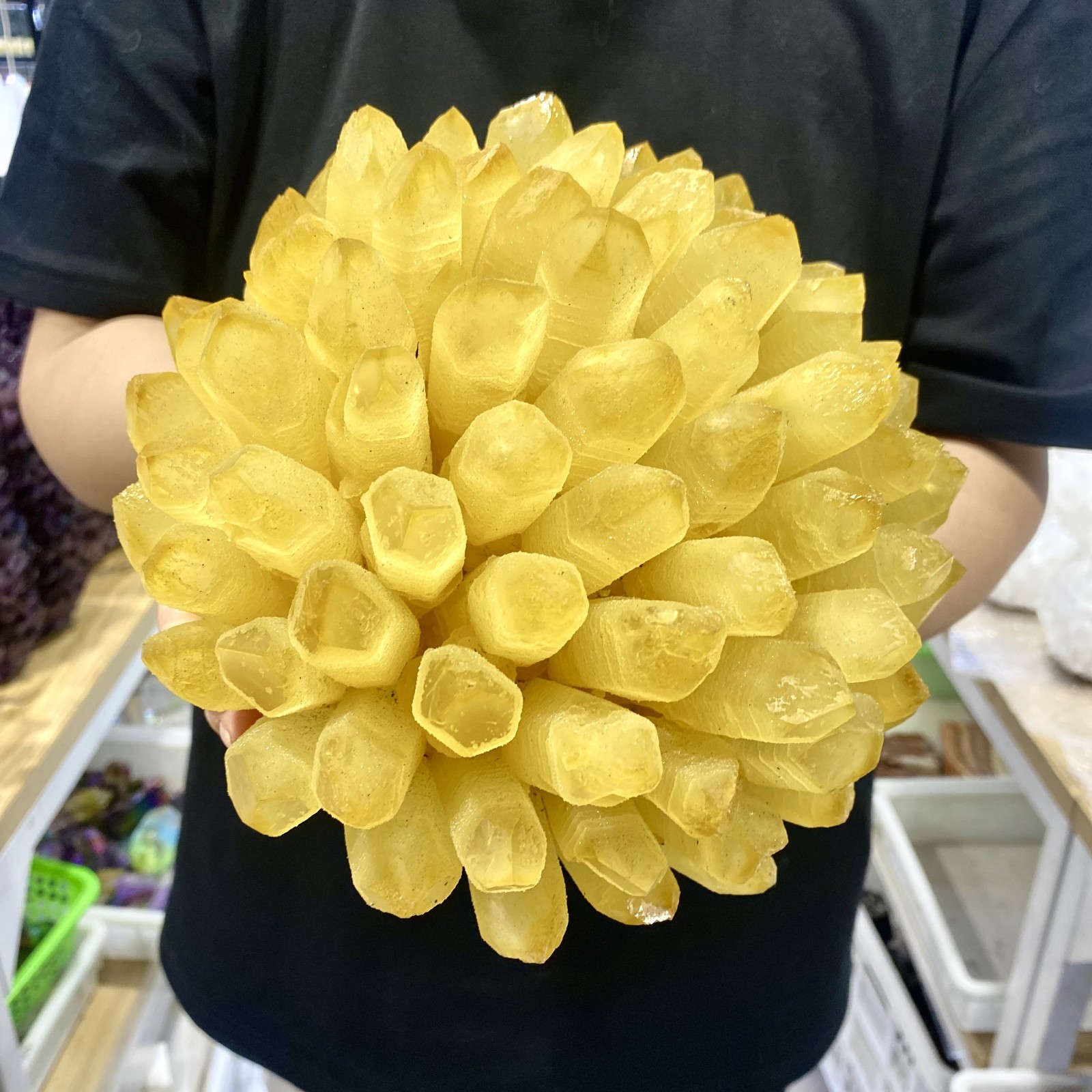 13.4LB Newly discovered yellow ghost quartz cluster mineral sample-