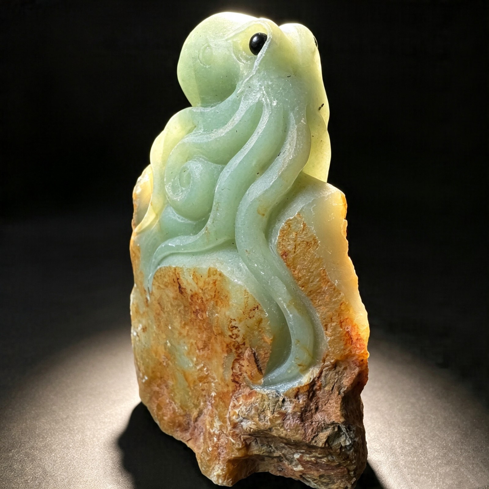 Hand Carved Amazonite Octopus Figurine – Sea Life Desk Decor Crystal Collectible