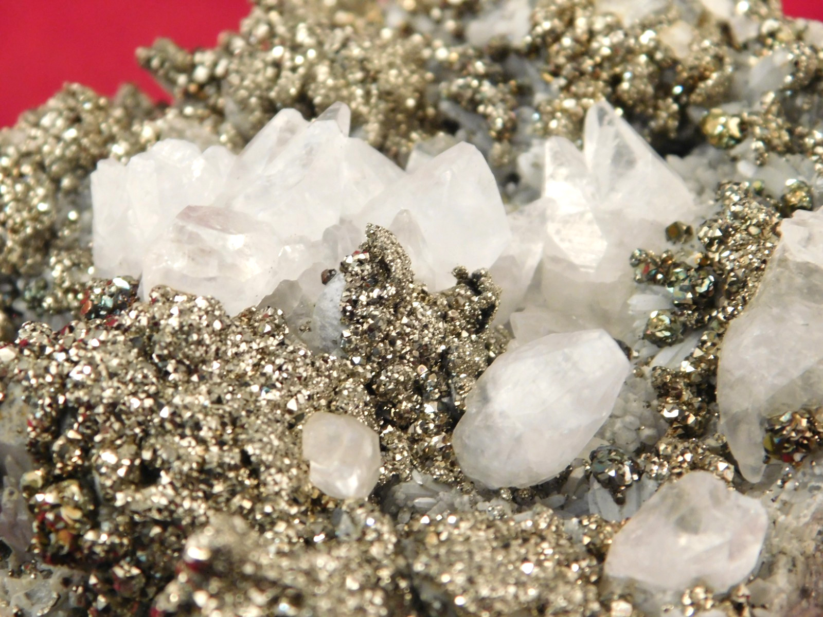 Big! Druzy PYRITE Crystal Cluster w/ Fluorescent Calcite Crystals Mexico 949gr