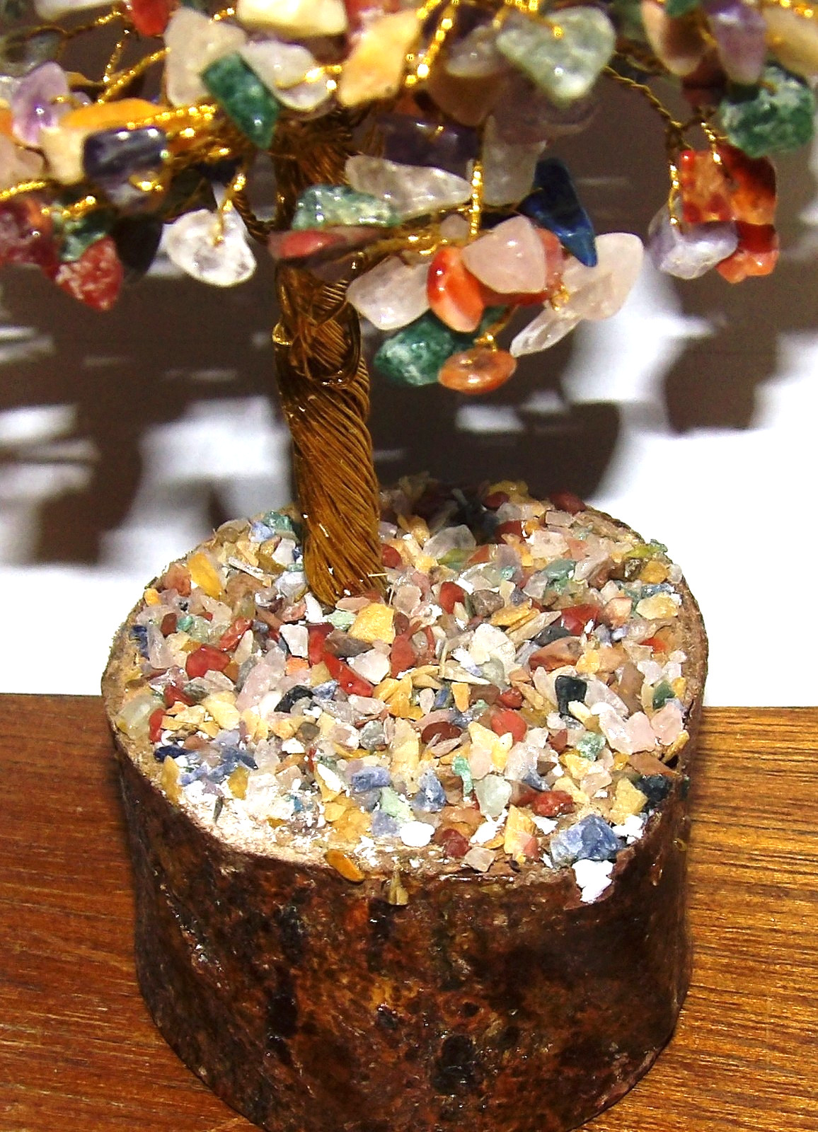 Semi – Precious Gem Tree – Multi Color – Gold Color Tree Trunk, 300 gems 8 – 9″