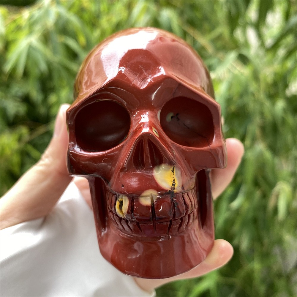 1.3LB 3.7″Natural Mookaite Jasper Skull Statue Crystal Carved Reiki Heal Decor