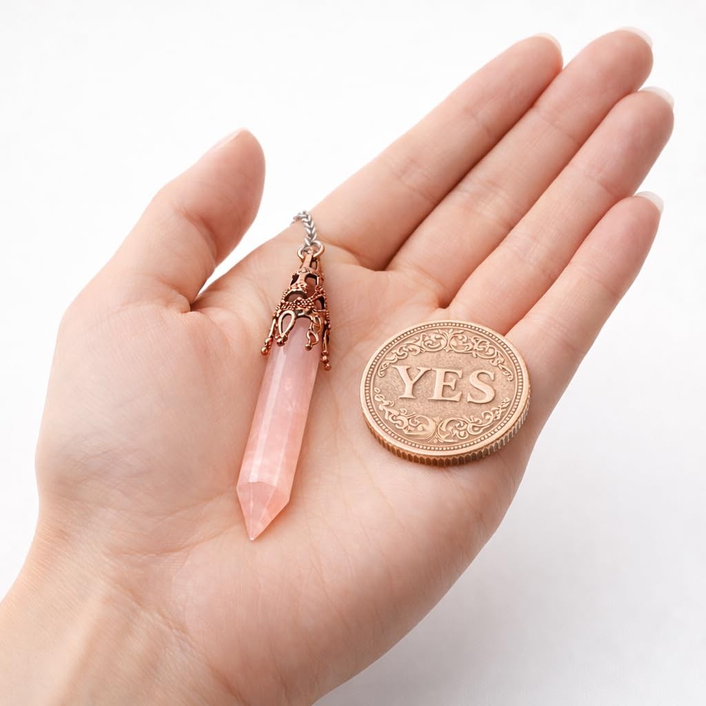 Metaphysical Pendulum Chart Mat with a Pendulum Necklace and Yes or NO Coin