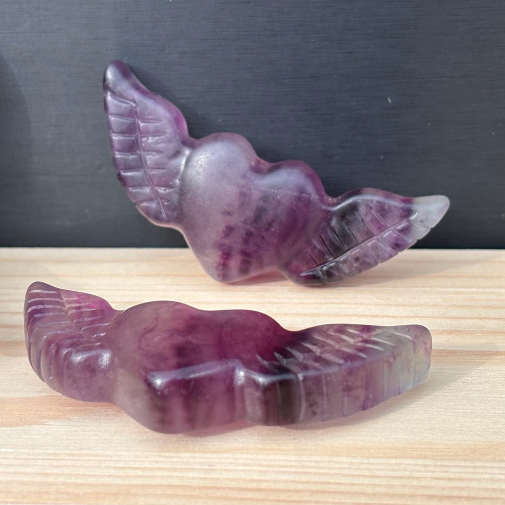 Natural Fluorite Quartz Love Wings Skull Carved Crystal Skull Reiki Healing