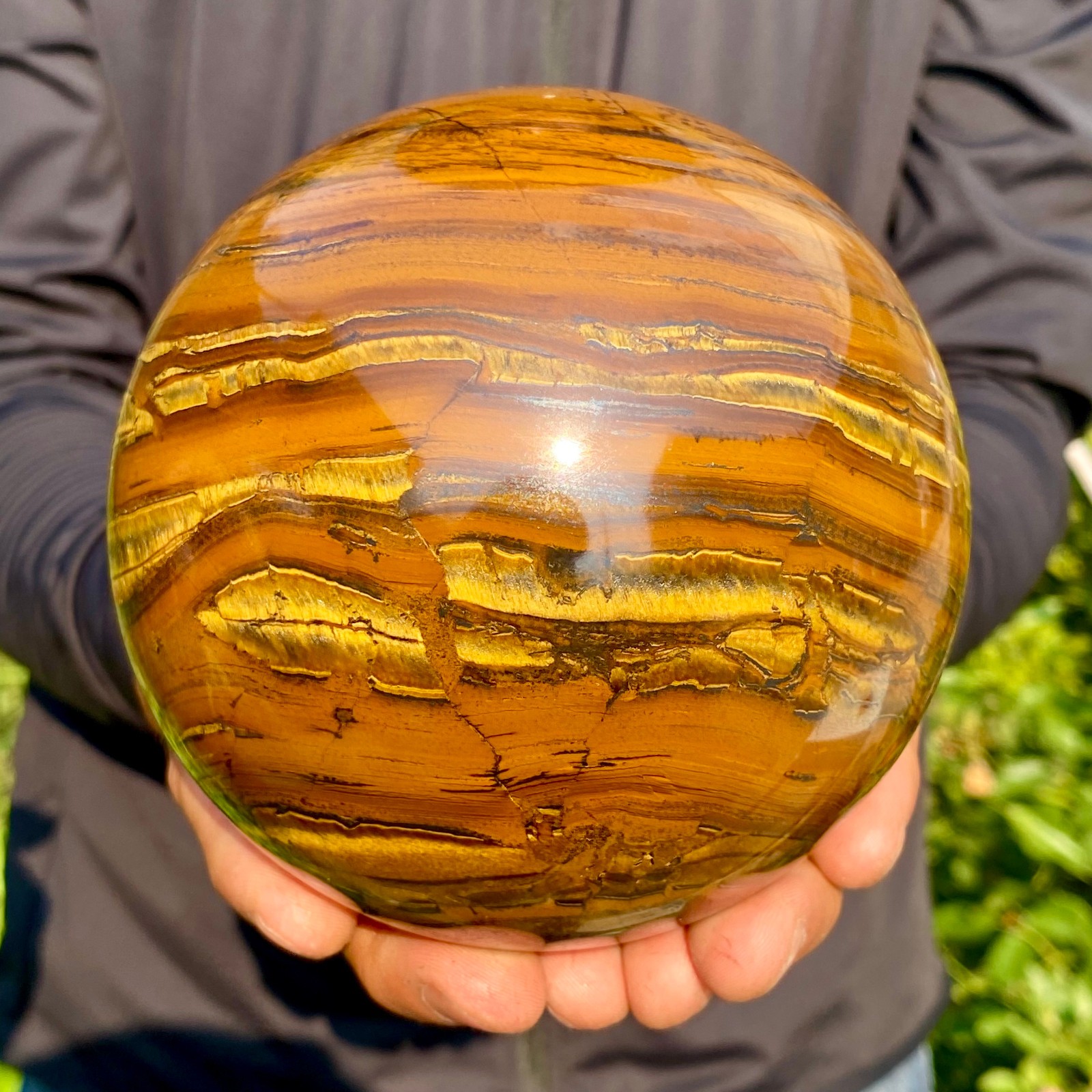 4.98LB Large Natural Tiger Eye Stone Crystal Ball Quartz Healing Sphere Décor