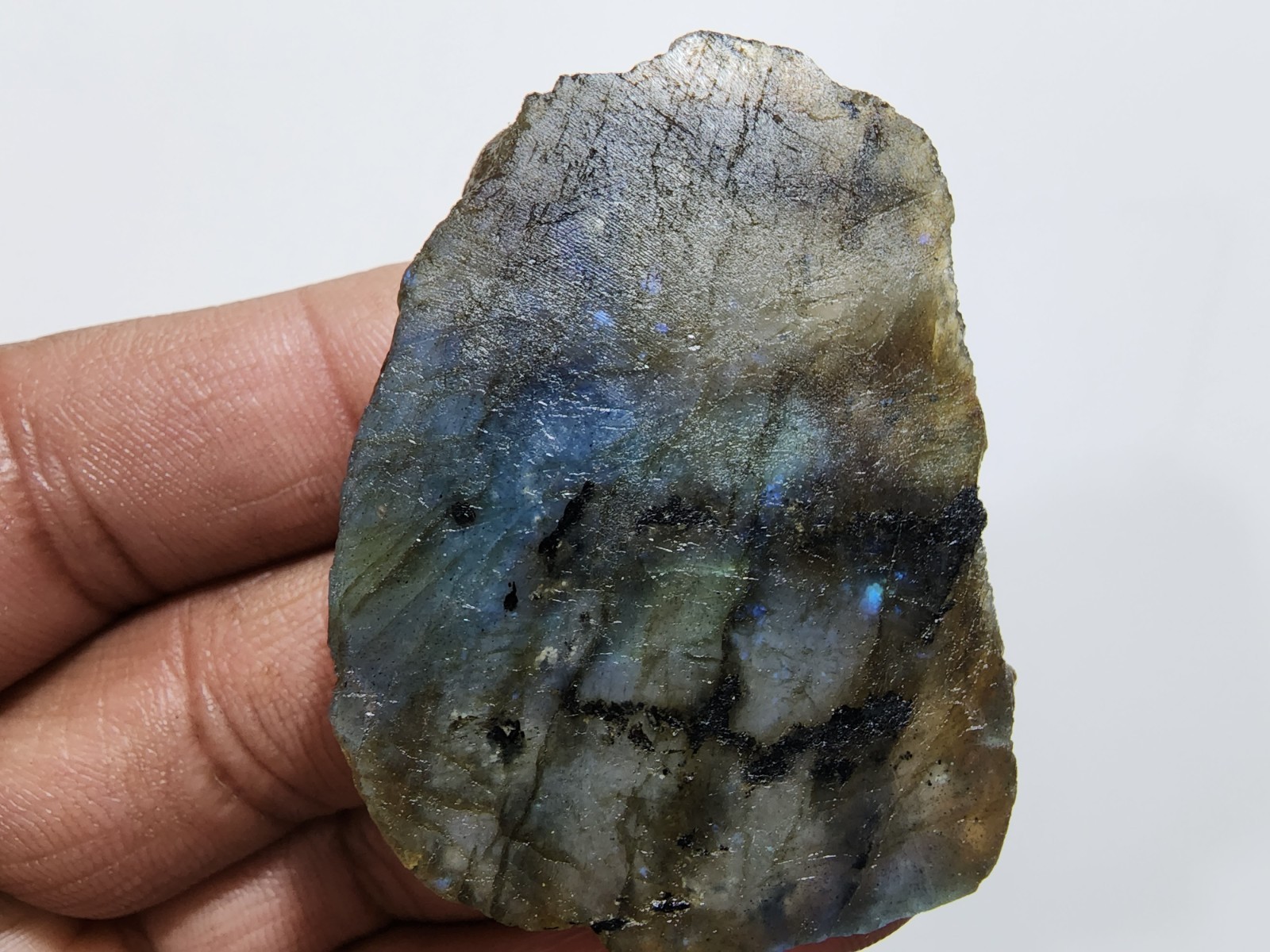 Crystal Labradorite Slab Rough 193Ct Gemstone Raw Labradorite Jewelry For Making