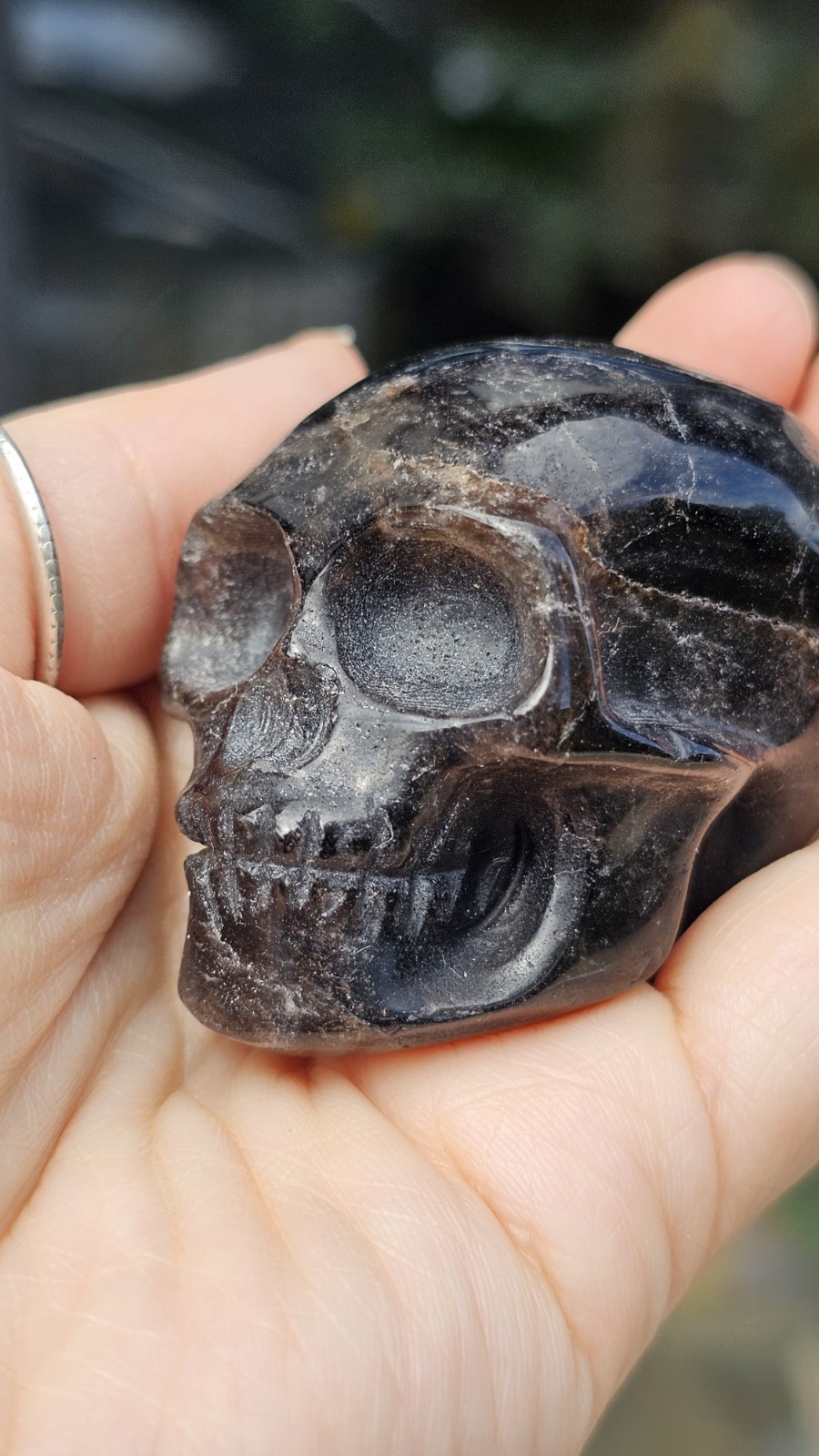 ✨️SALE✨️ Dark smokey Quartz crystal Skull grounding 128g 5.5cm smoky