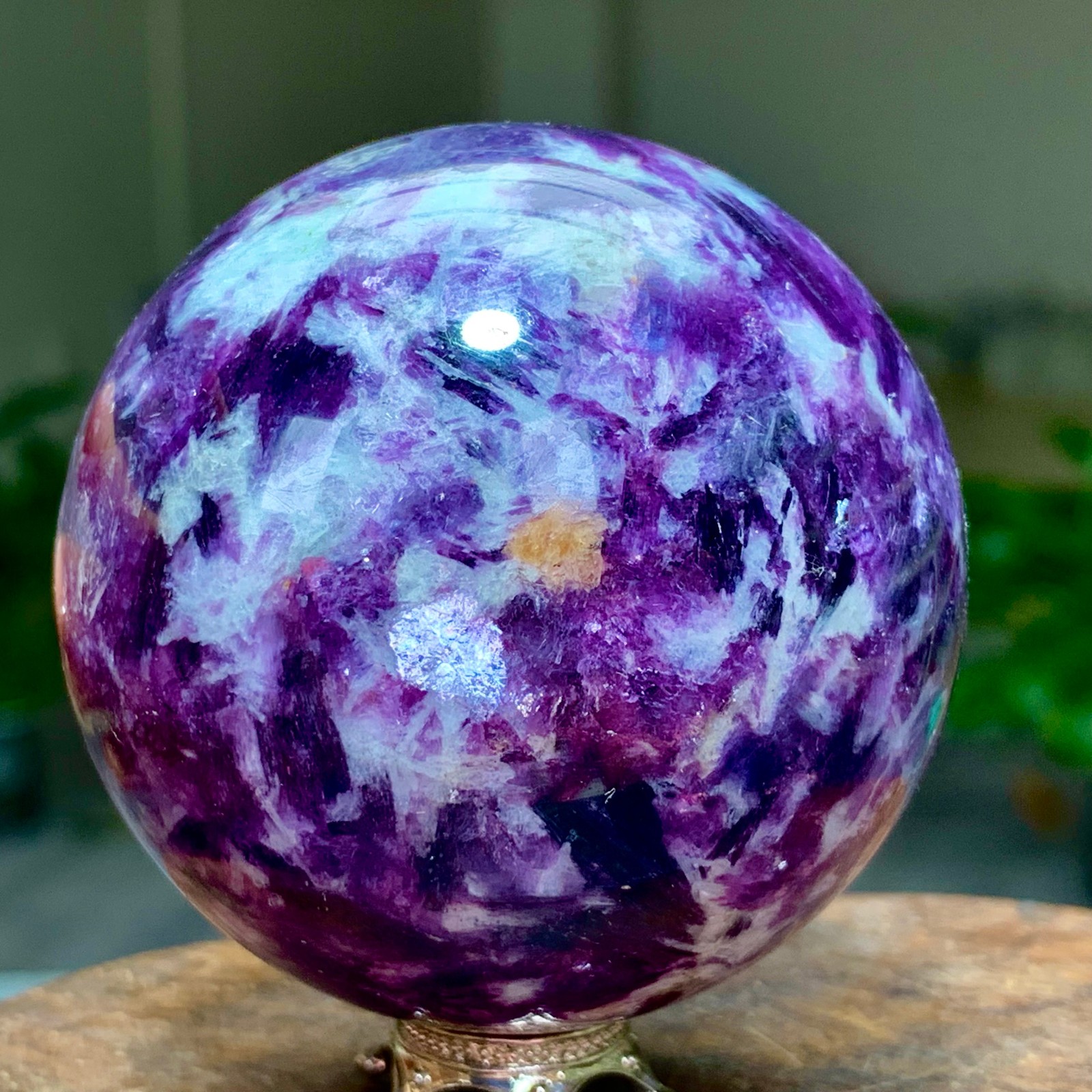 297G Natural Beautiful Purple Lithium Mica Crystal Spherical Mineral Sample