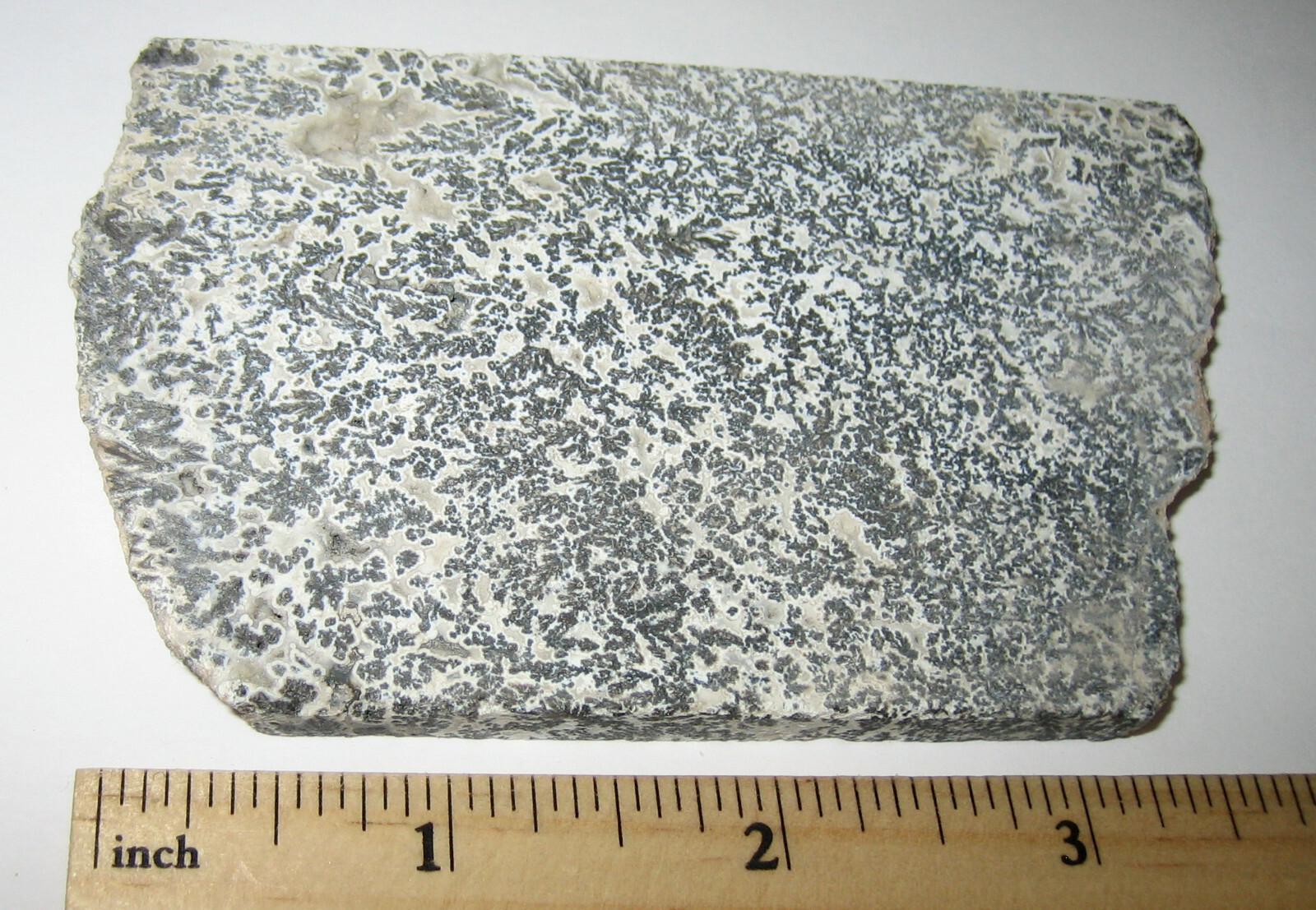 3″-3.7″x2.5″x6mm SAW CUT NATURAL BLACK FEATHER PLUME AGATE STONE SLAB ~ 95.1g *1