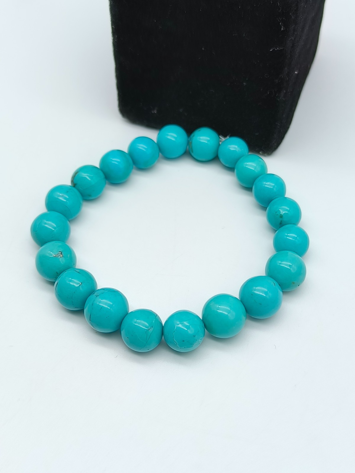 Natural Turquoise Round Shape Beads Bracelet Stretchable Bracelet 7 to 8 Inch