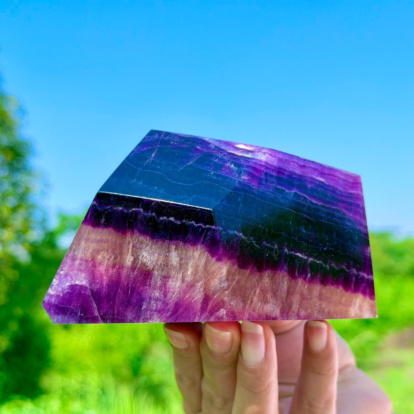 1.92LB Rare Natural Fluorite Quartz Crystal Freeform Mineral Specimen Healing