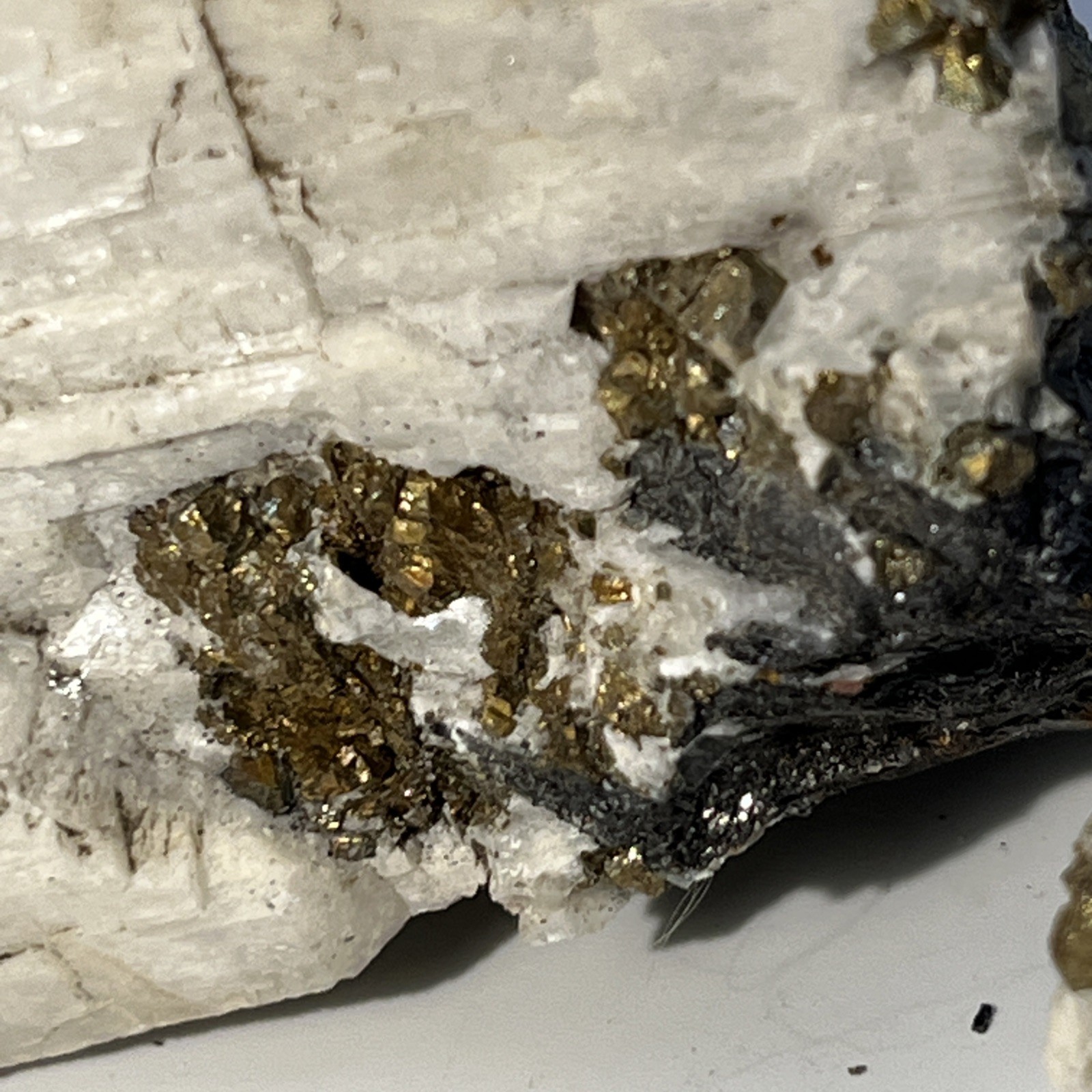 175g Rare Golden Chalcopyrite Iron Pyrite Gemstone Mineral Specimen in Calcite