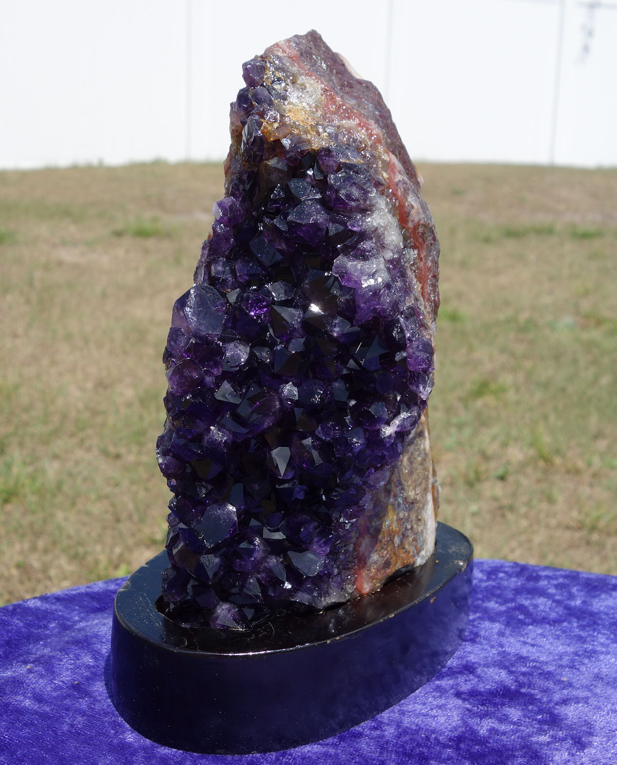 Rich Rare BLACK GRAPE AMETHYST Quartz URUGUAY Crystal Points w Wood Base
