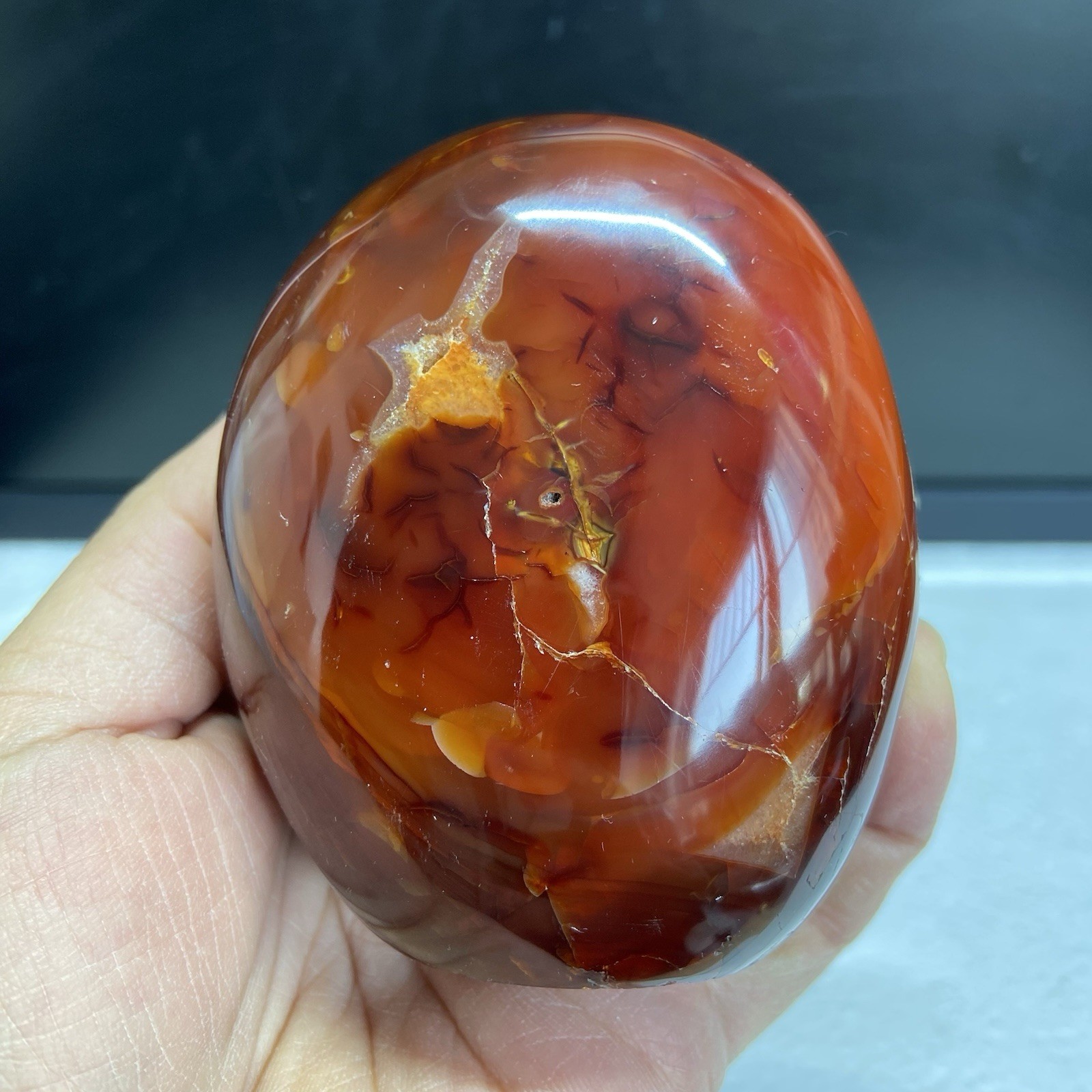 79mm405g Beautiful Red AGATE Carnelian Crystal Display Stand Reiki MGY145