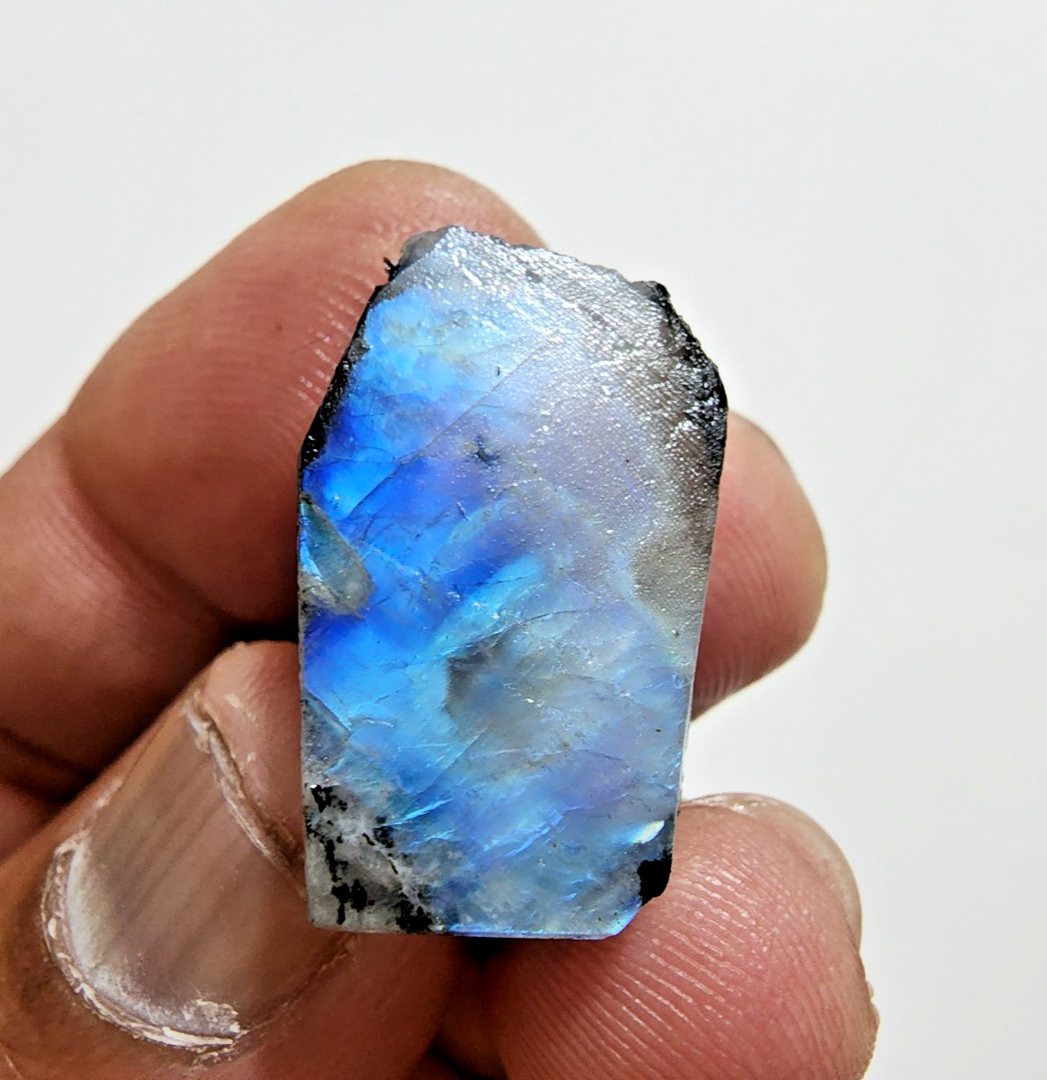 31 Crt Wonderful Blue Fire White Rainbow Moonstone Rough Loose Gemstone Jewelry