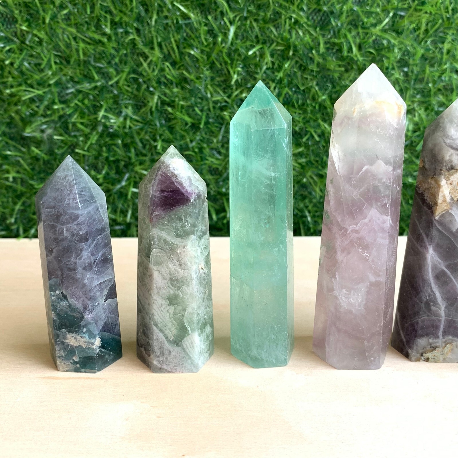 1LB Natural fluorite quartz obelisk crystal wand point healing random
