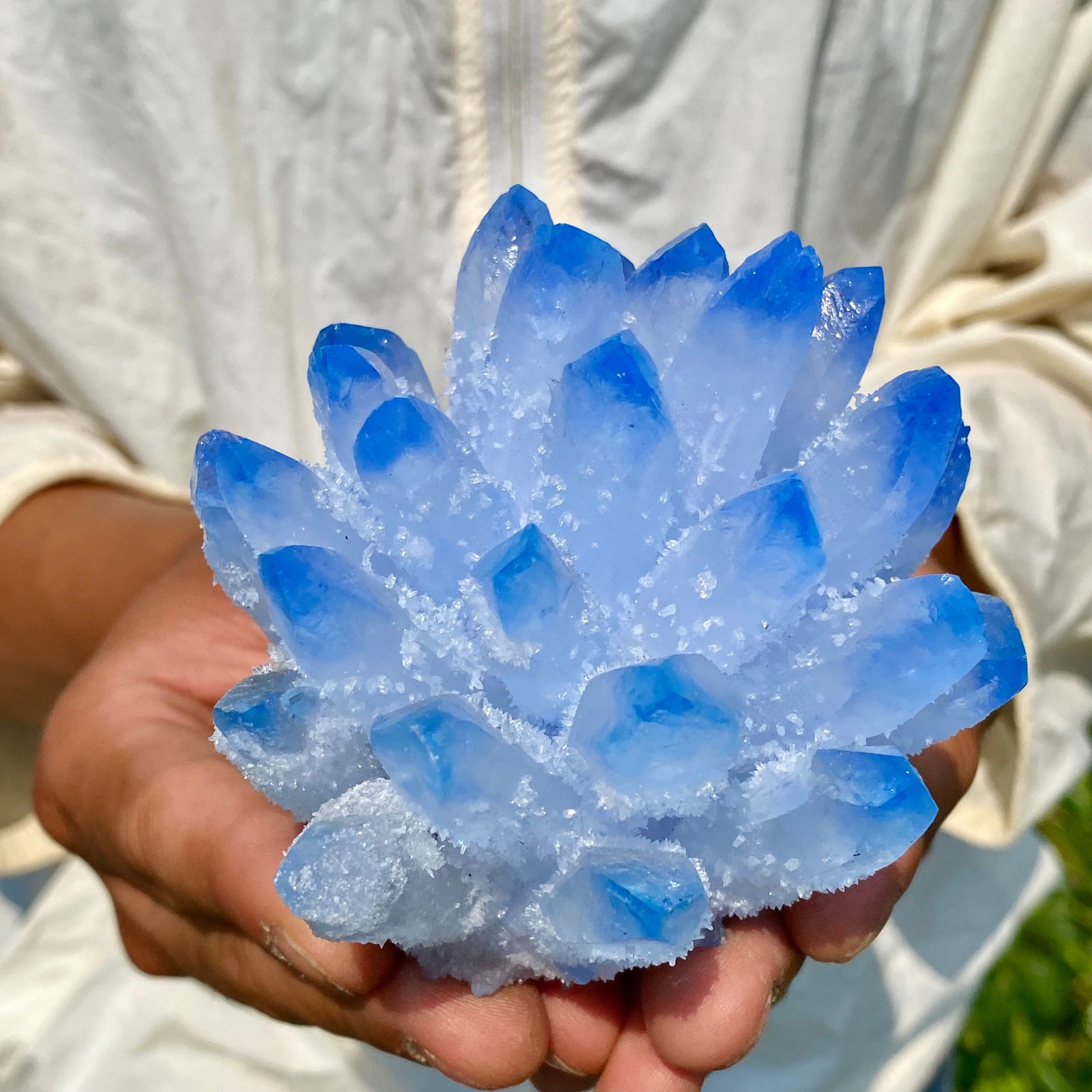 405G New Find blue Phantom Crystal Quartz Cluster Mineral Specimen Healing