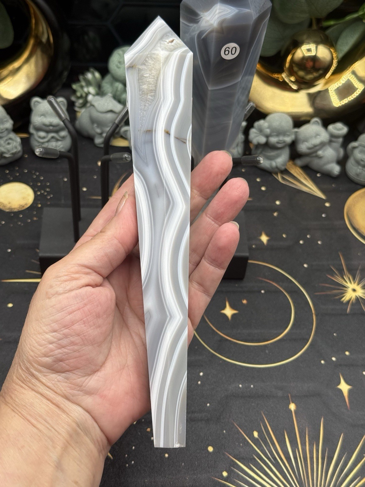 Natural Banded Agate LG Wands w/ stand Free shipping