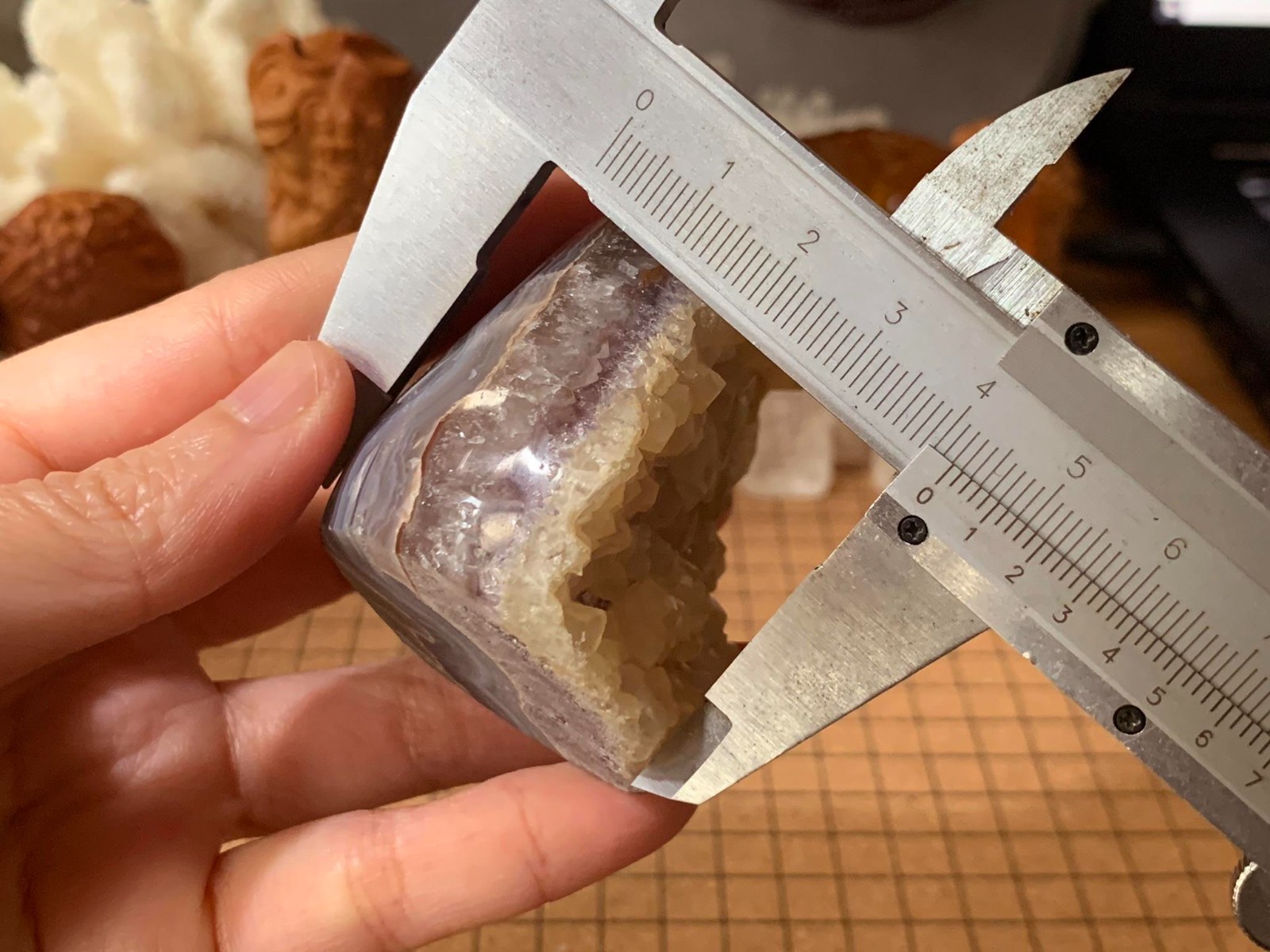Natural Amethyst & Calcite Cut Geode Quartz Crystal Cluster – 161 Grams (#220)