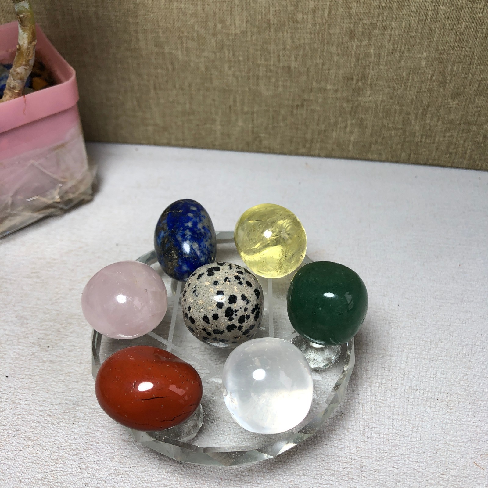 Natural seven different types of crystals Seven Star Array Specimen Base A3019
