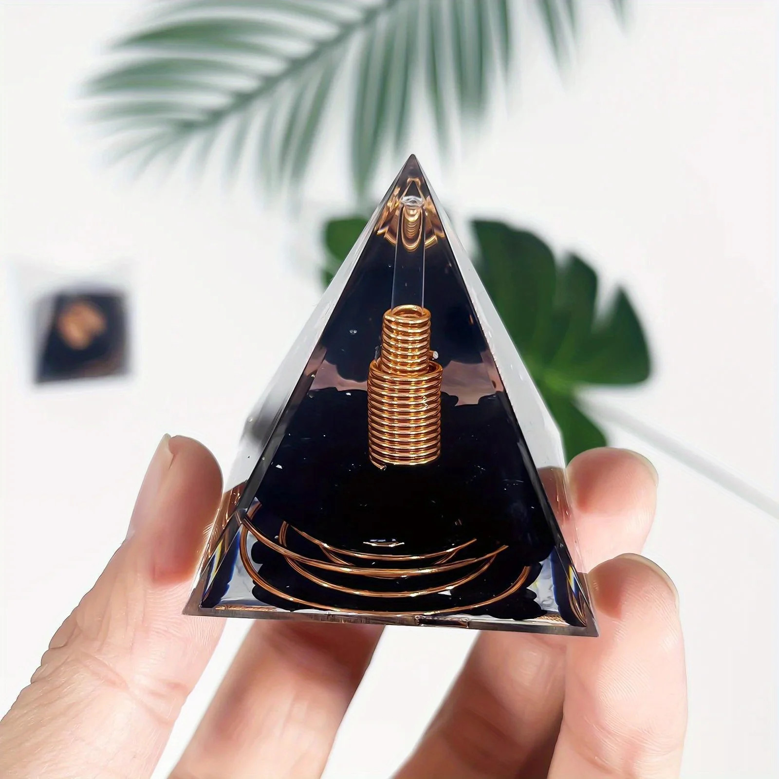 Handmade Orgonite Pyramid Orgone Obsidian Gravel Copper Wire Healing Crystal USA