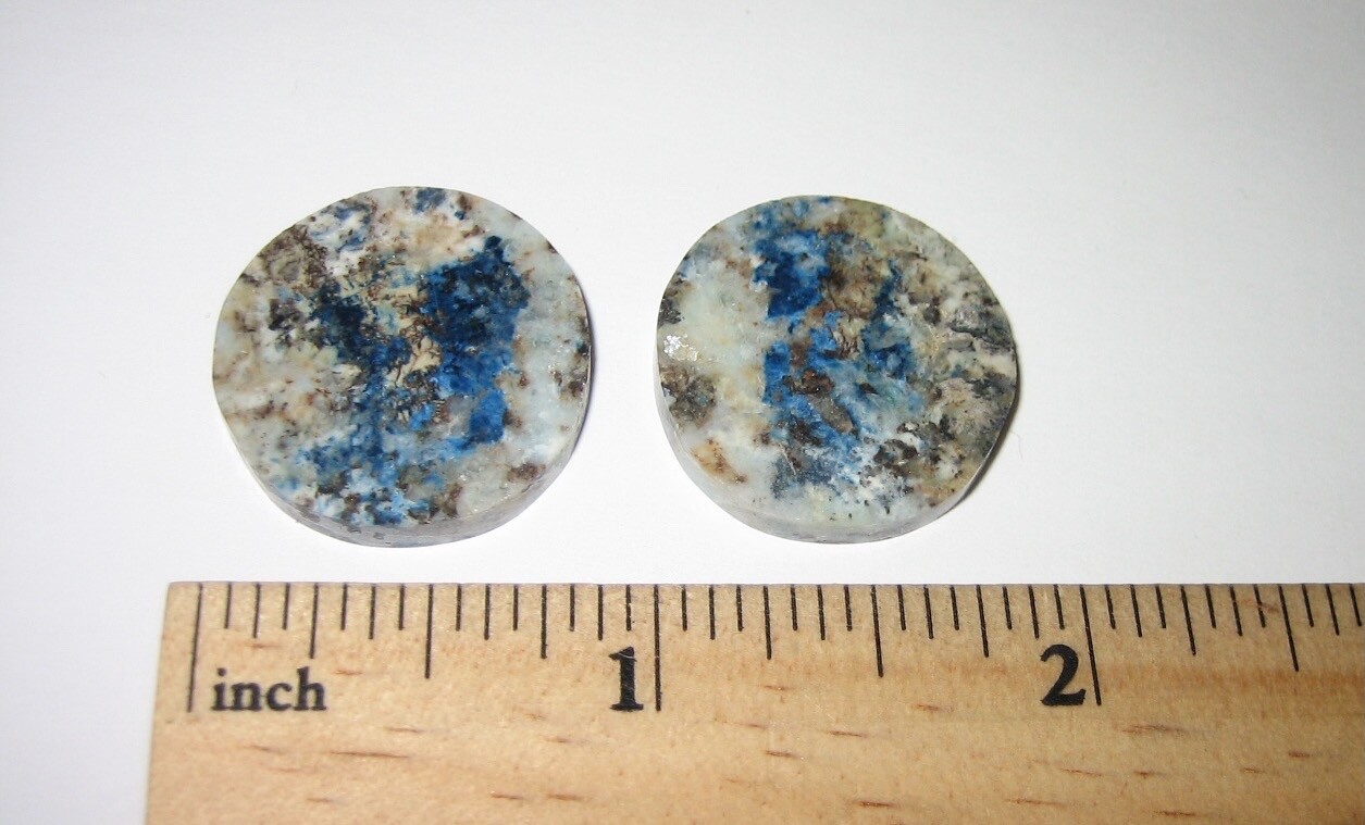 2pc POLISHED 23mm x 3mm SCORZALITE CRYSTAL STONE CABOCHON PAIR NH, USA 8.7g *1A