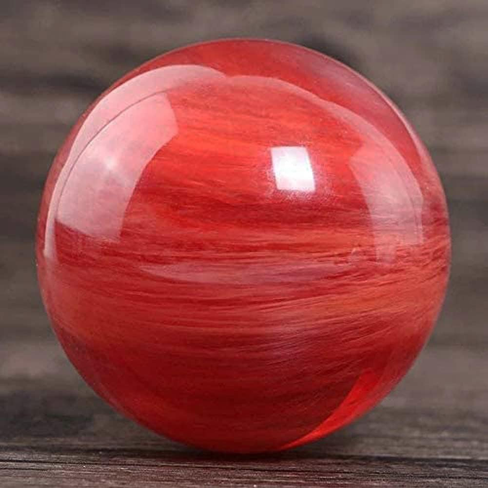 4 Inch Red Crystal Ball with Stand, Large Natural Crystal Ruby Sphere | for Medi