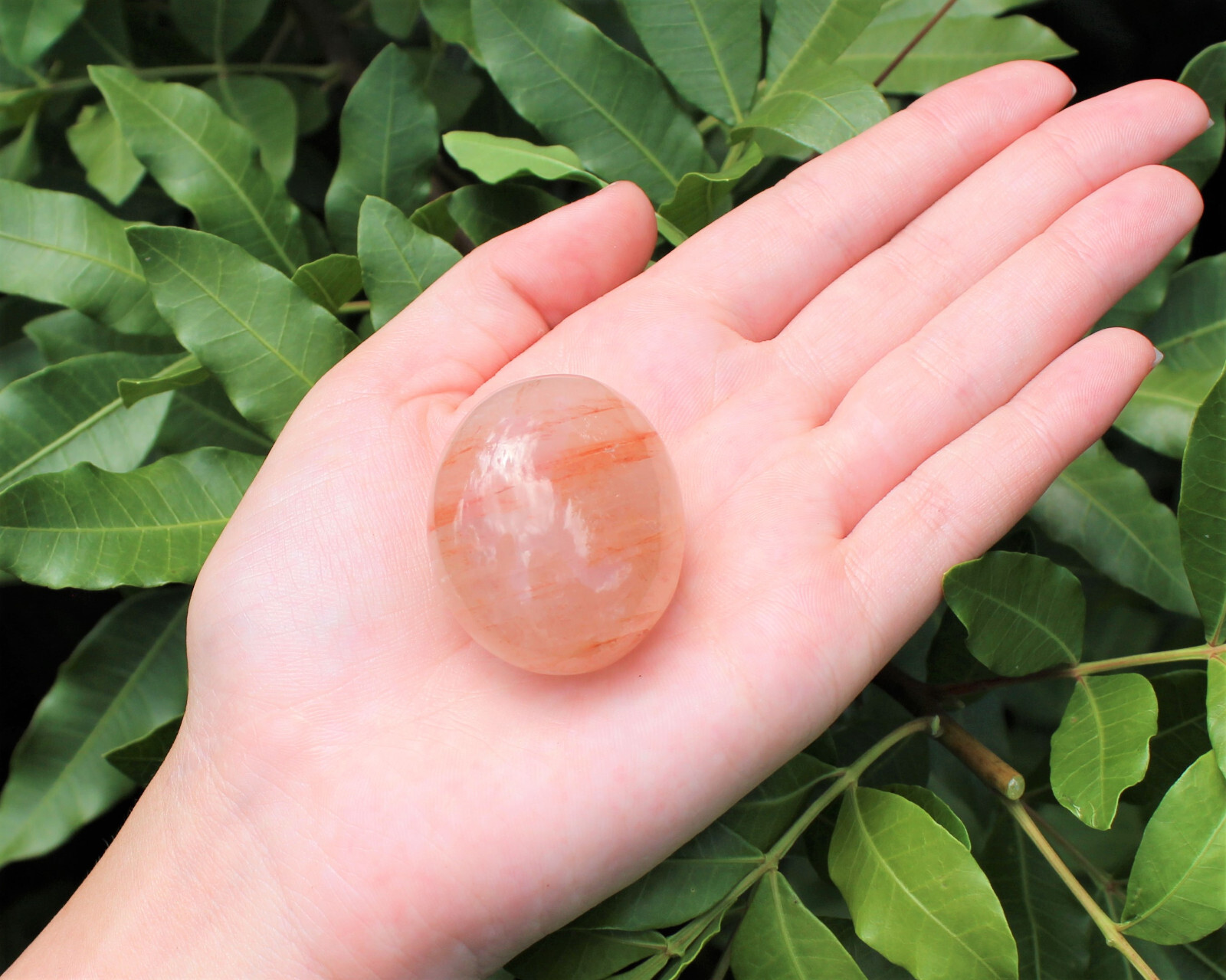 Hematoid Quartz Palm Stone: ‘A’ Grade Hamd Polished Pebbles (Fire Quartz)