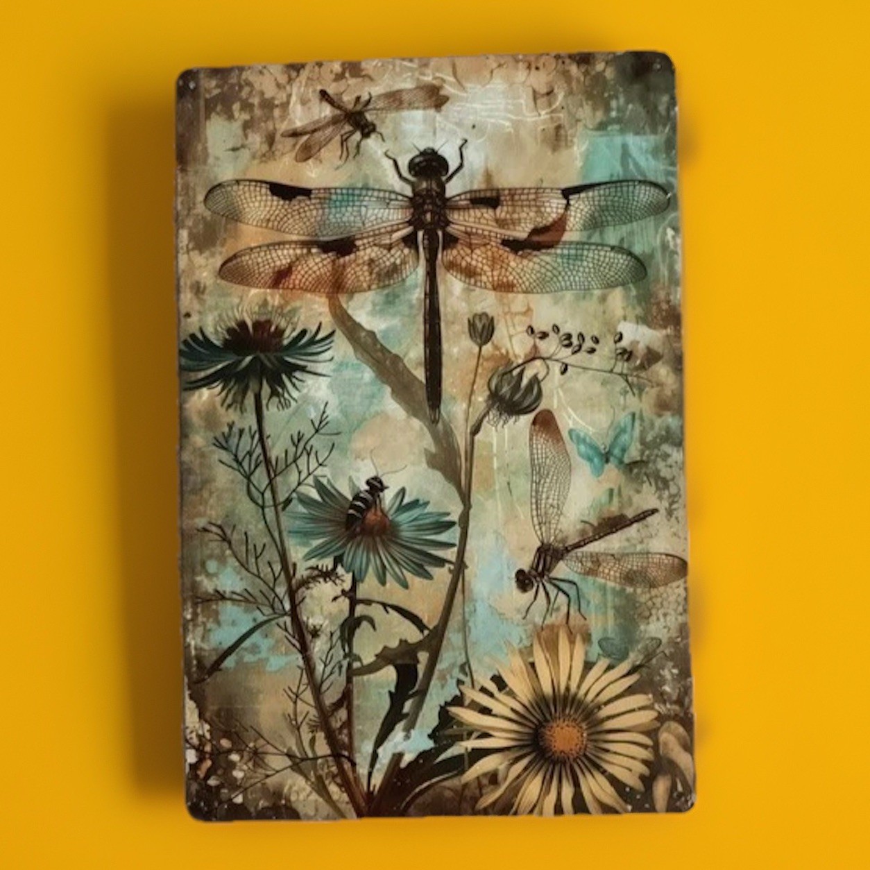 Dragonfly And Dandelion Metal Sign- Perfect for Garden or Porch-NEW-8×12