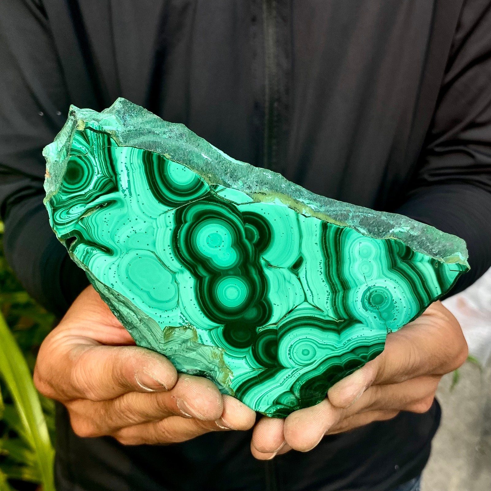 1.1LB Natural malachite slice quartz crystal luster mineral specimen