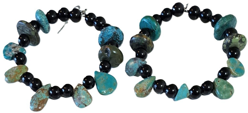 Natural Turquoise Obsidian Hoop Earrings