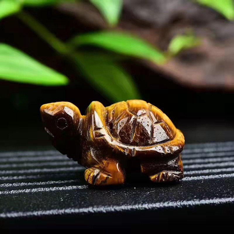 Natural Quartz Crystal Carved Longevity Healing Stone Turtle Animal Statue Decor