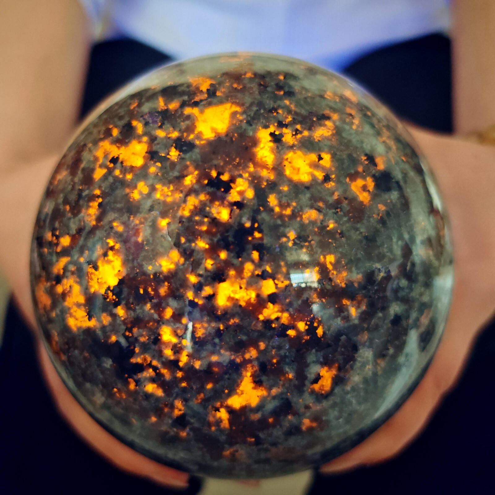 7.15LB Natural Flame Stone Ball Body Crystal Ball Spiritual Healing 3250g