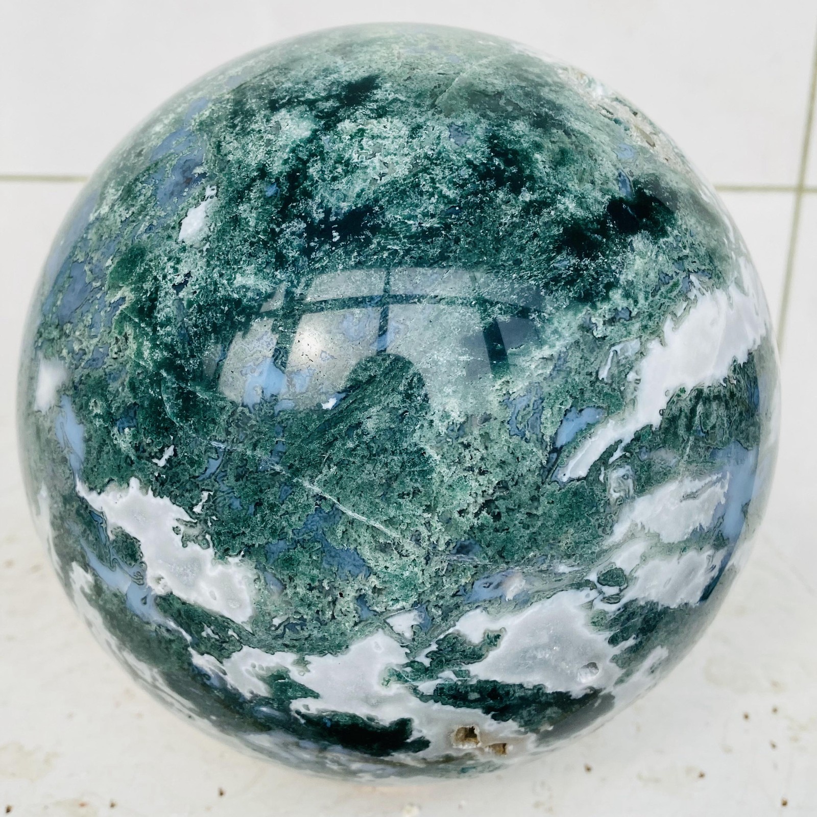Natural water grass agate sphere crystal ball quartz energy 4820g