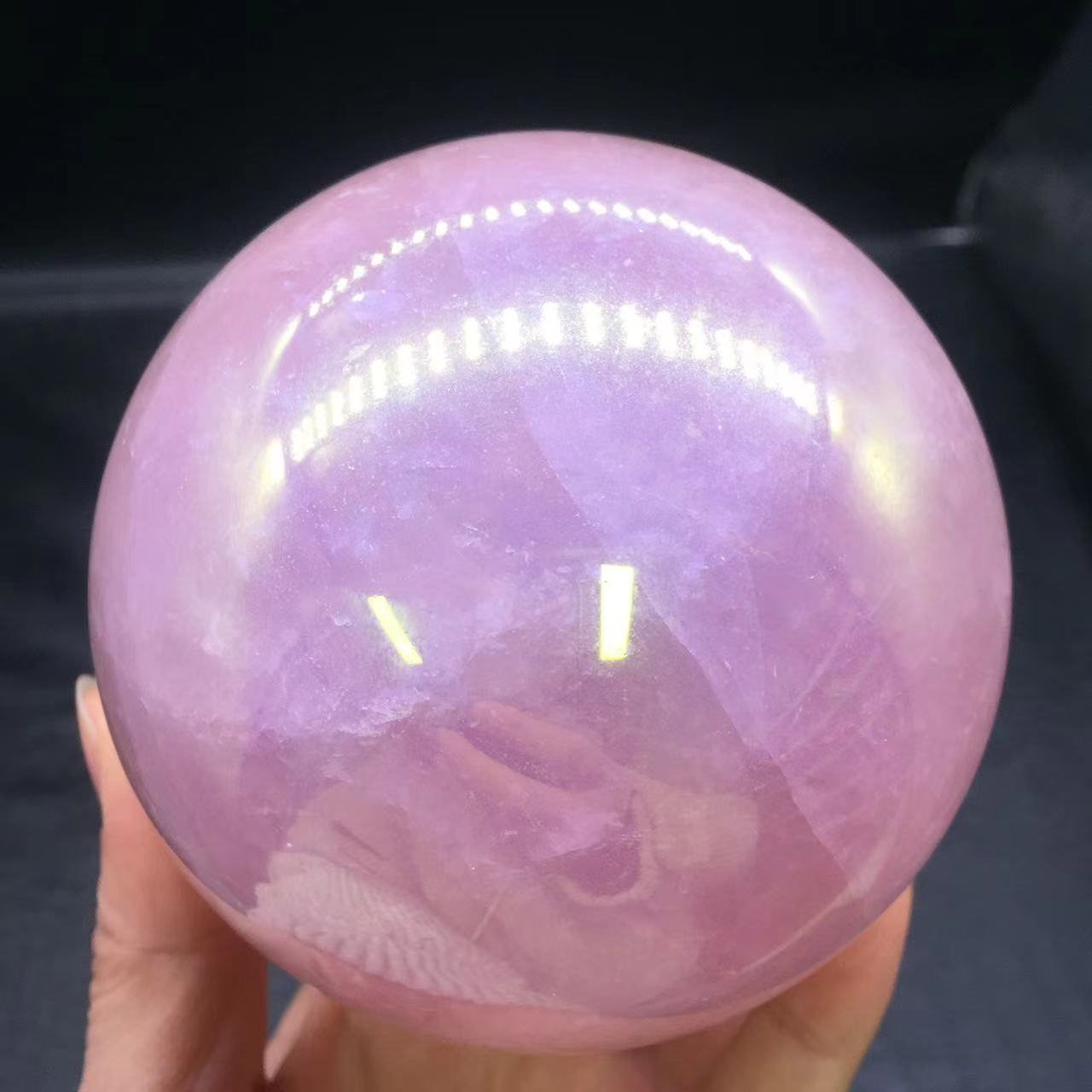 Rainbow Aura Angel Ball Natural Pink/Rose Quartz Sphere Healing Decorate + Stand