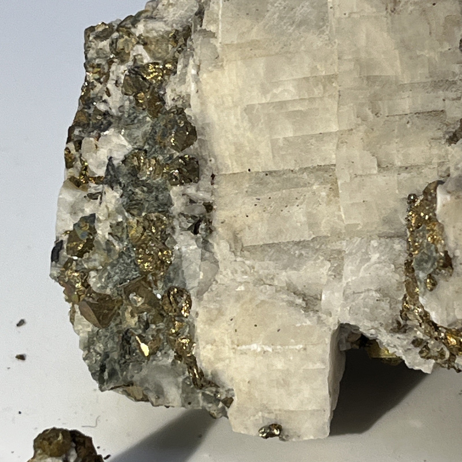 175g Rare Golden Chalcopyrite Iron Pyrite Gemstone Mineral Specimen in Calcite