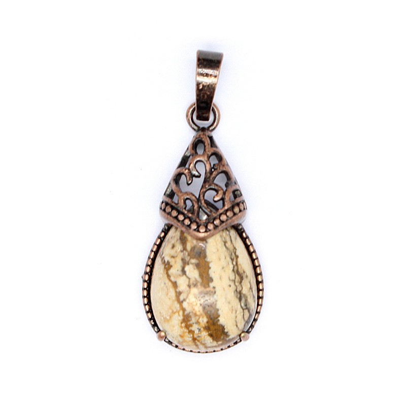 3-5PCS Natural Stone Personalized Retro Crystal Blue Agate Water Drop Pendant