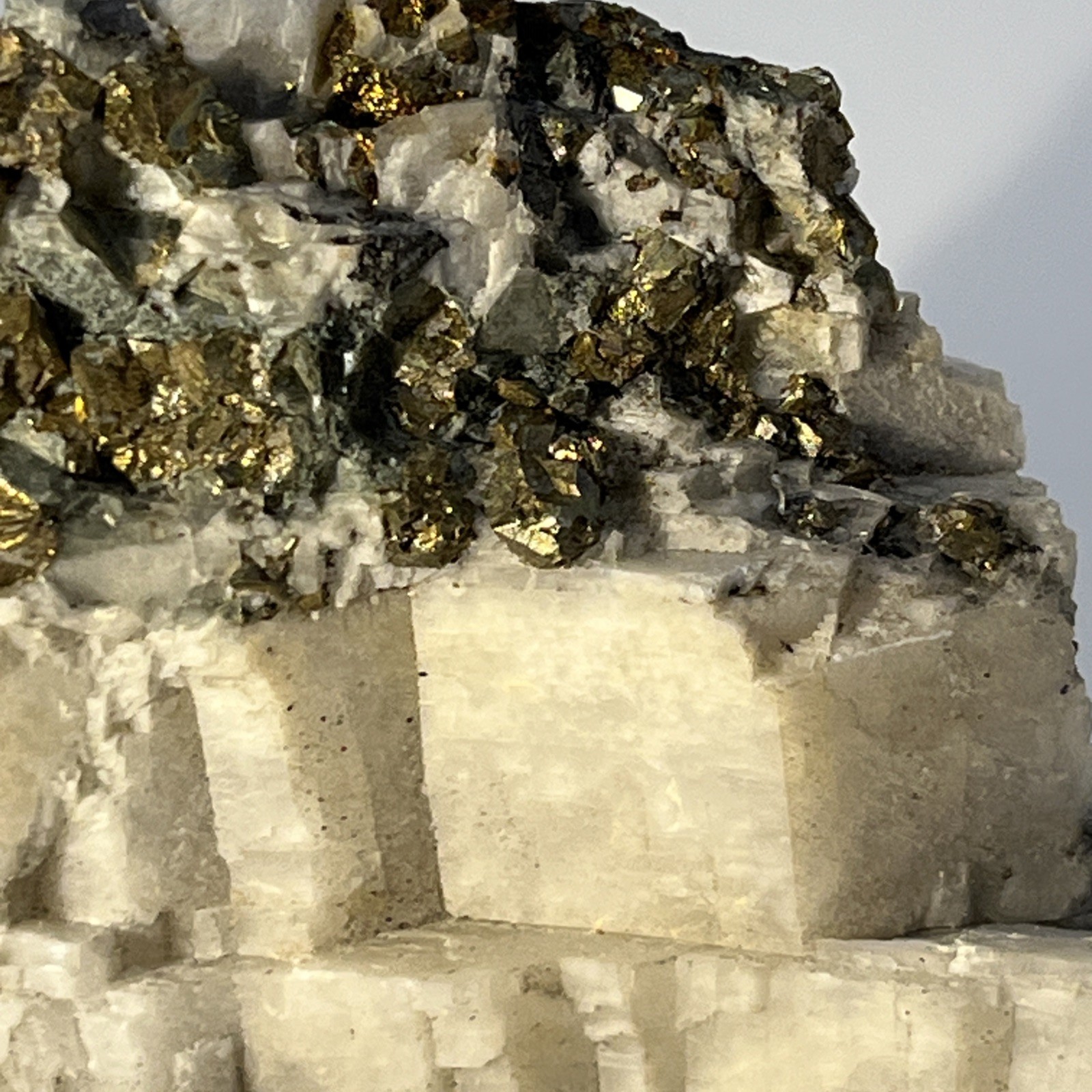 175g Rare Golden Chalcopyrite Iron Pyrite Gemstone Mineral Specimen in Calcite