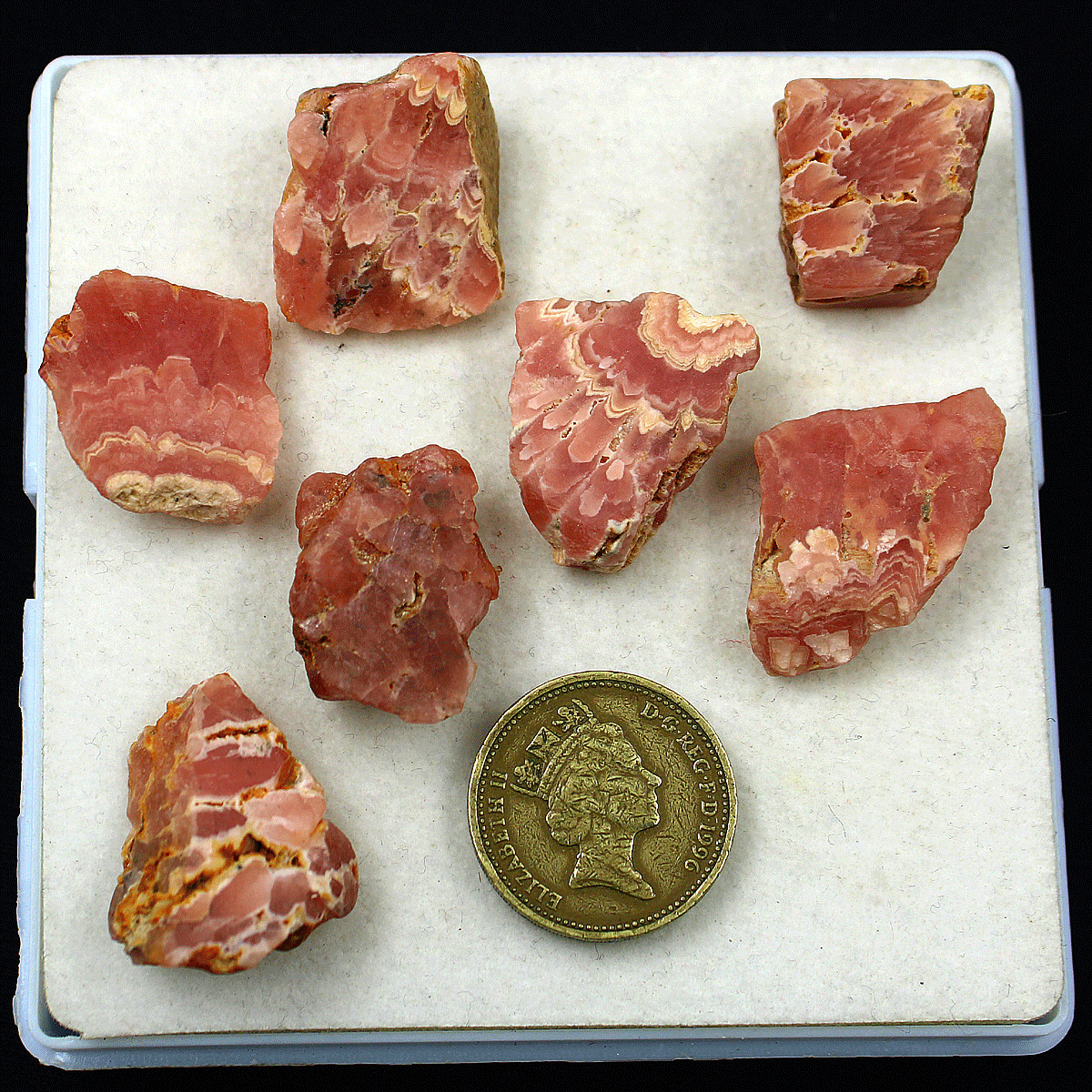 7 Pcs Natural Argentina Rhodochrosite Raw Crystal Slice Druzy Mineral Specimen