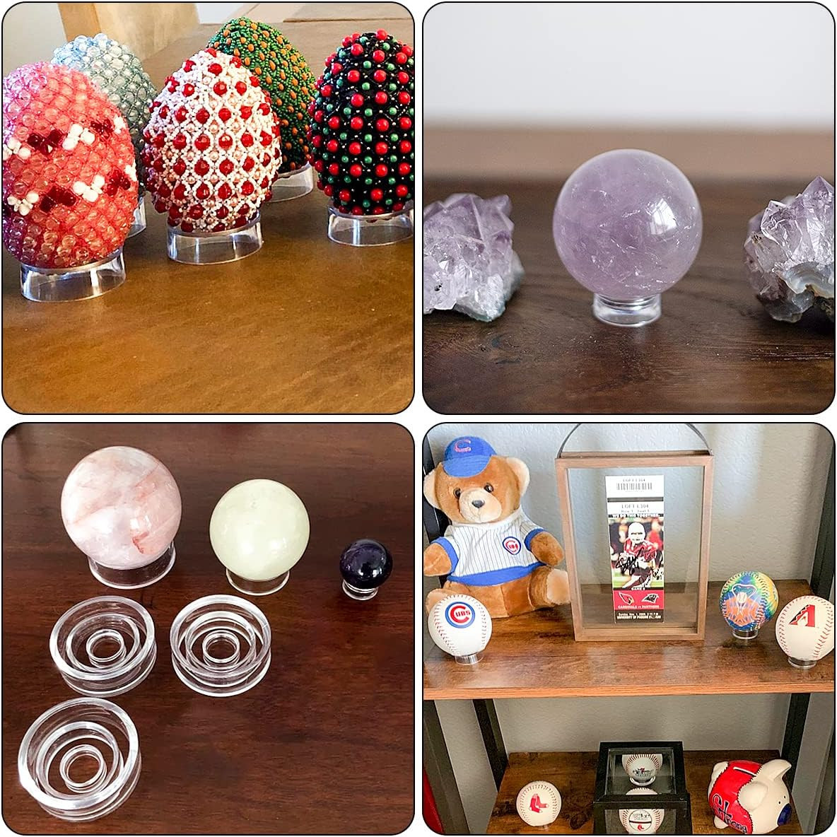 12Pcs Acrylic Sphere Stand Clear round Sphere Holder Plastic Display Stand