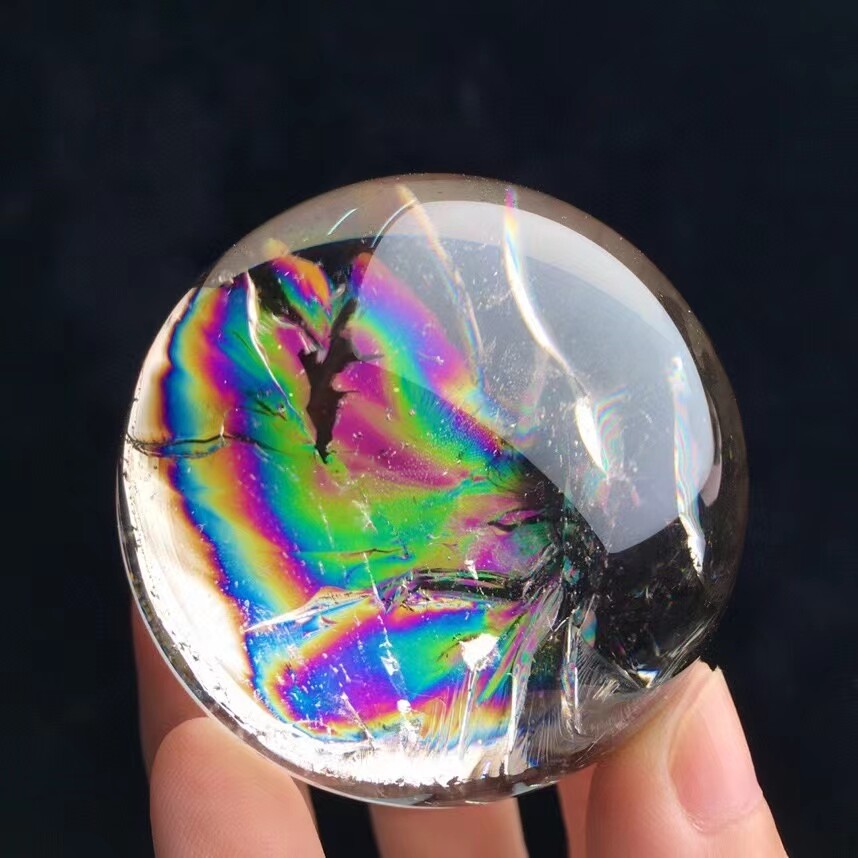 Top Natural Clear Quartz Sphere Rainbow Crystals Ball Healing 170g/5cm