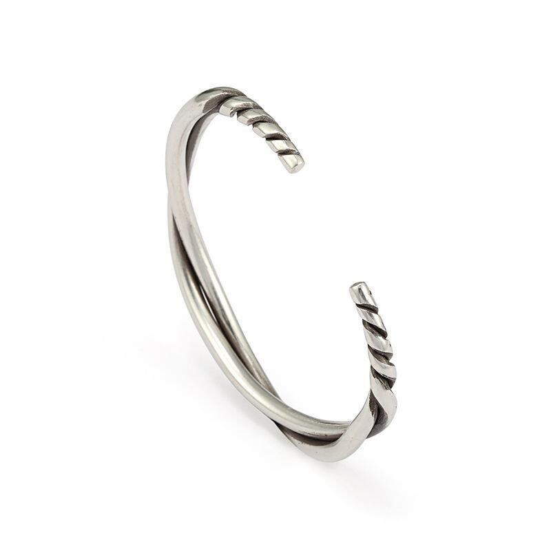 Men’s Fashion Jewelry Silver Twisted Metal Adjustable Bangle Cuff Bracelet 1PC