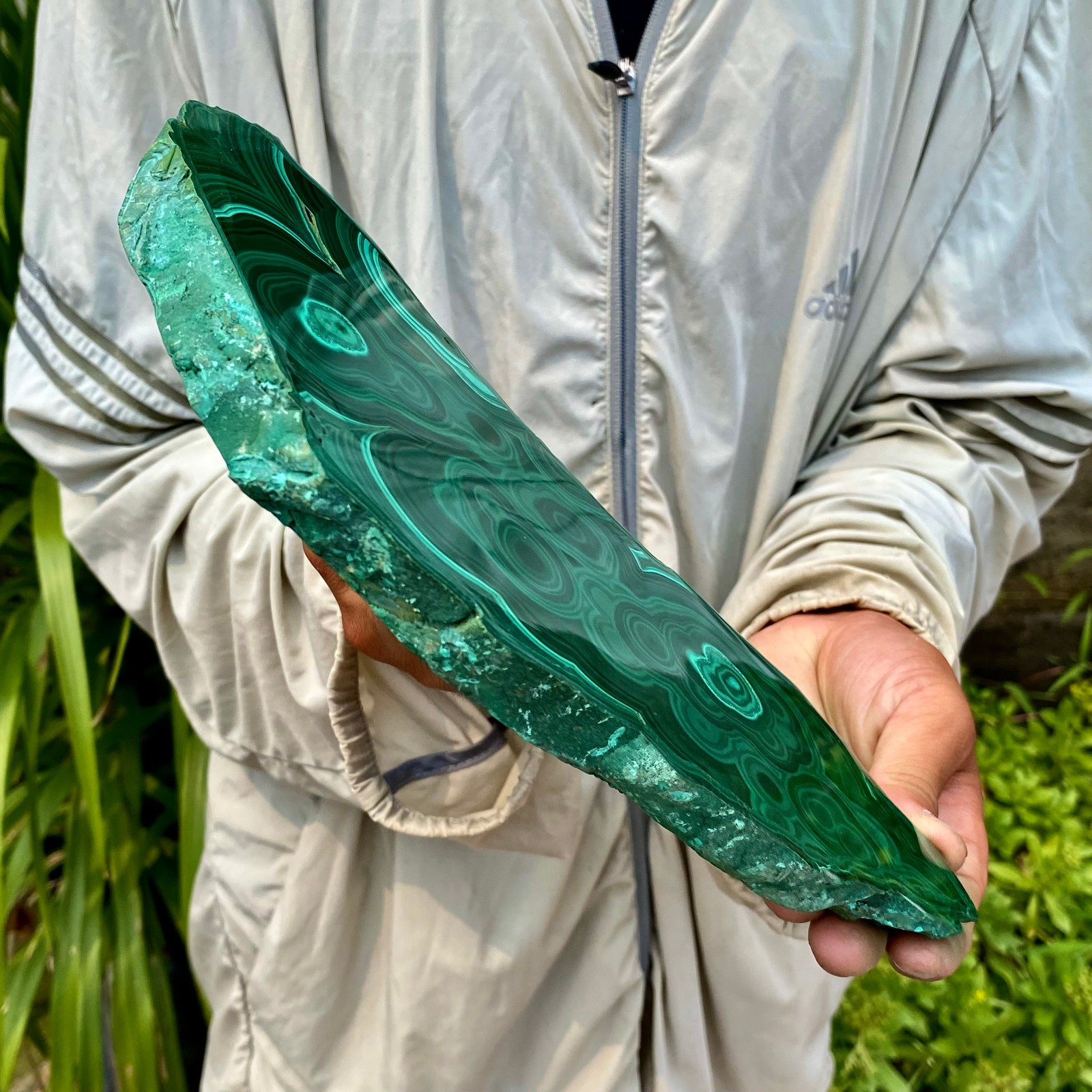 2.6LB Natural malachite slice quartz crystal luster mineral specimen