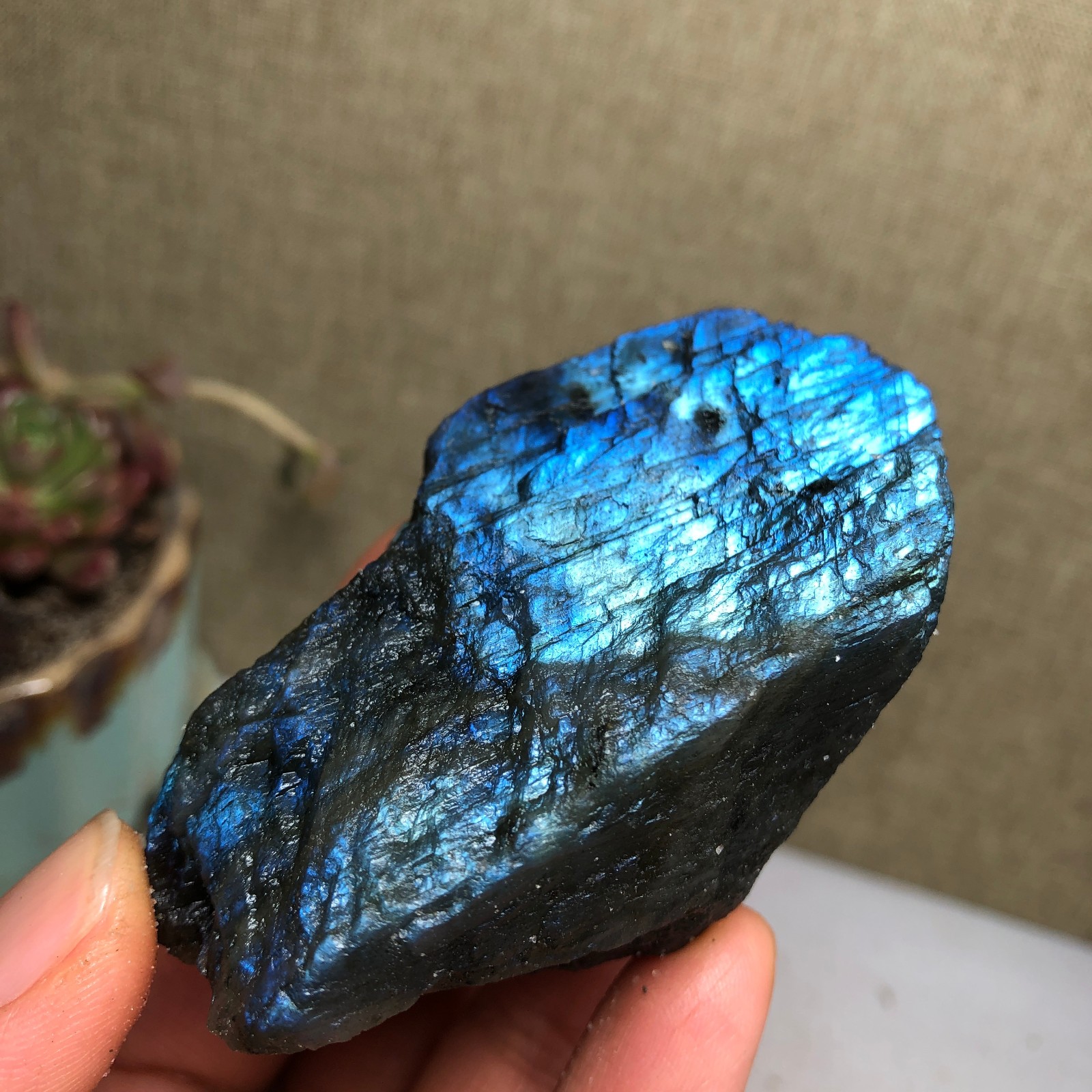 70mm Natural Labradorite Crystal gemstone rough original Specimen 142g A3458