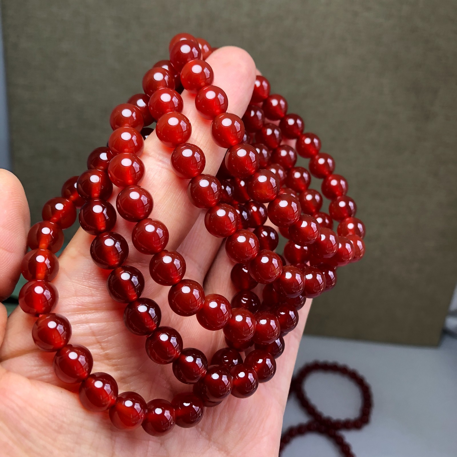 5Pcs Wholesal Natural Red Agate Stone bracelets Crystal ball sphere 8mm
